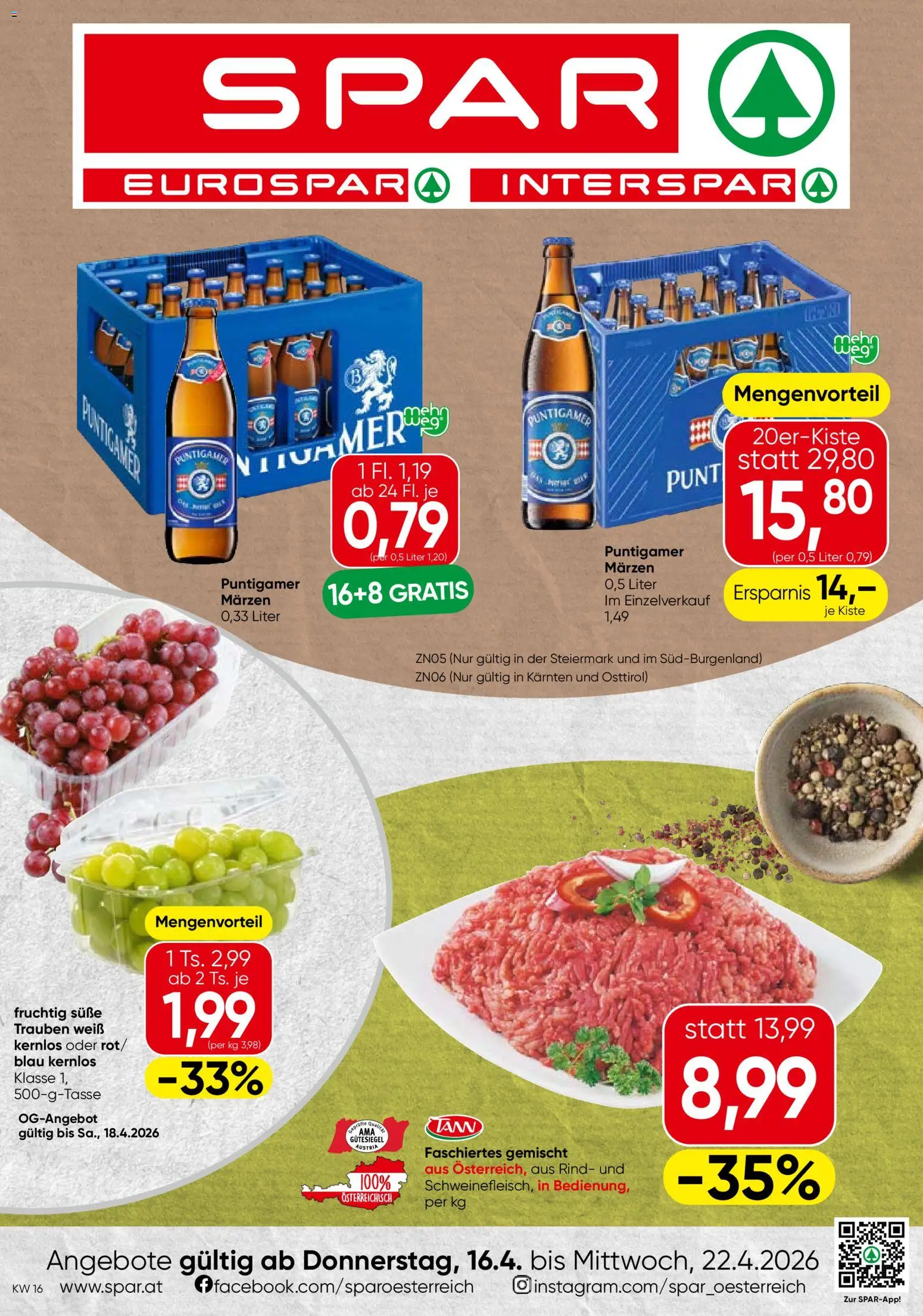 Spar Flugblatt - Steiermark gültig ab 16.04.2026 | Seite: 1