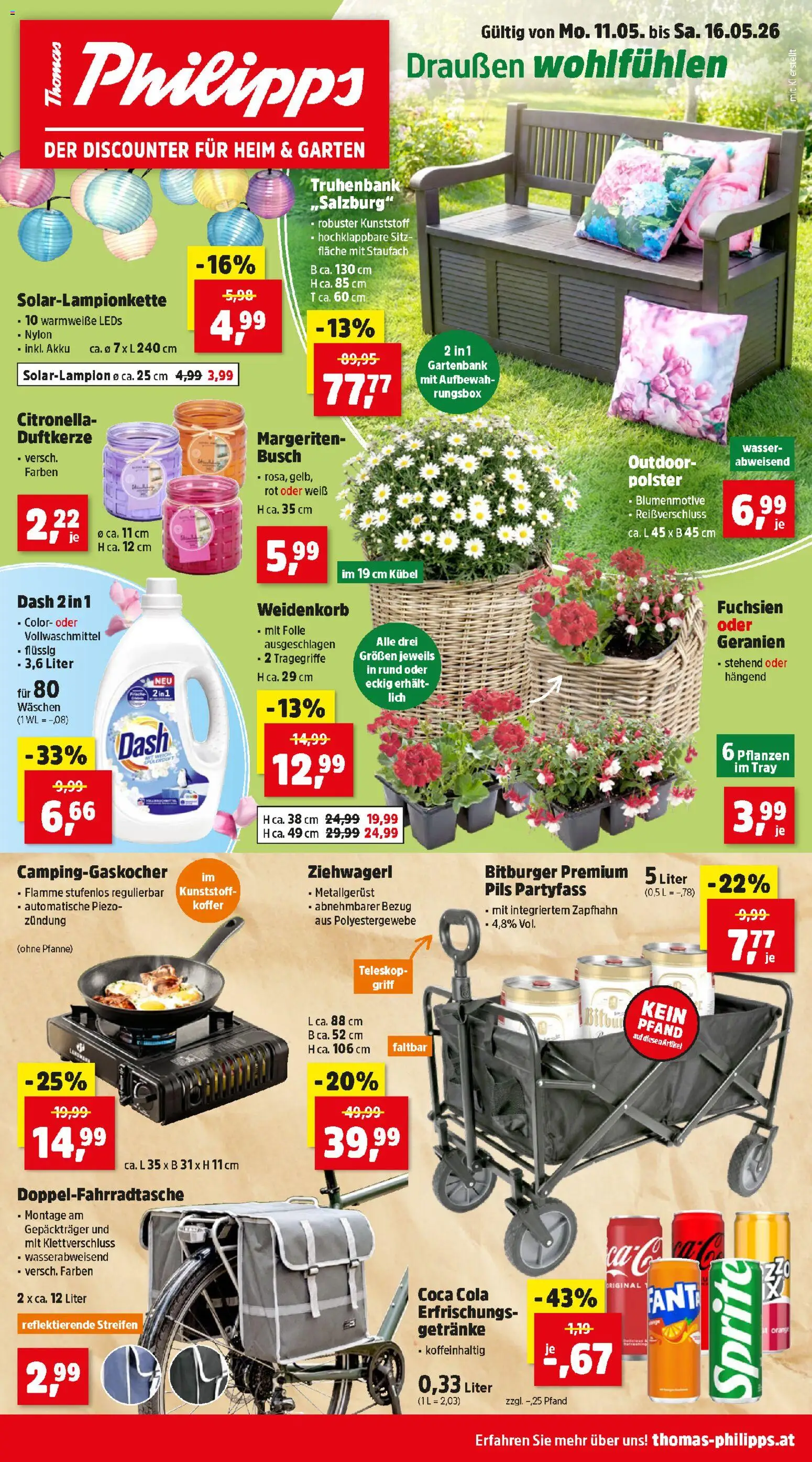 Thomas Philipps Flugblatt gültig ab 11.05.2026 | Seite: 1 | Produkte: Wasser, Koffer