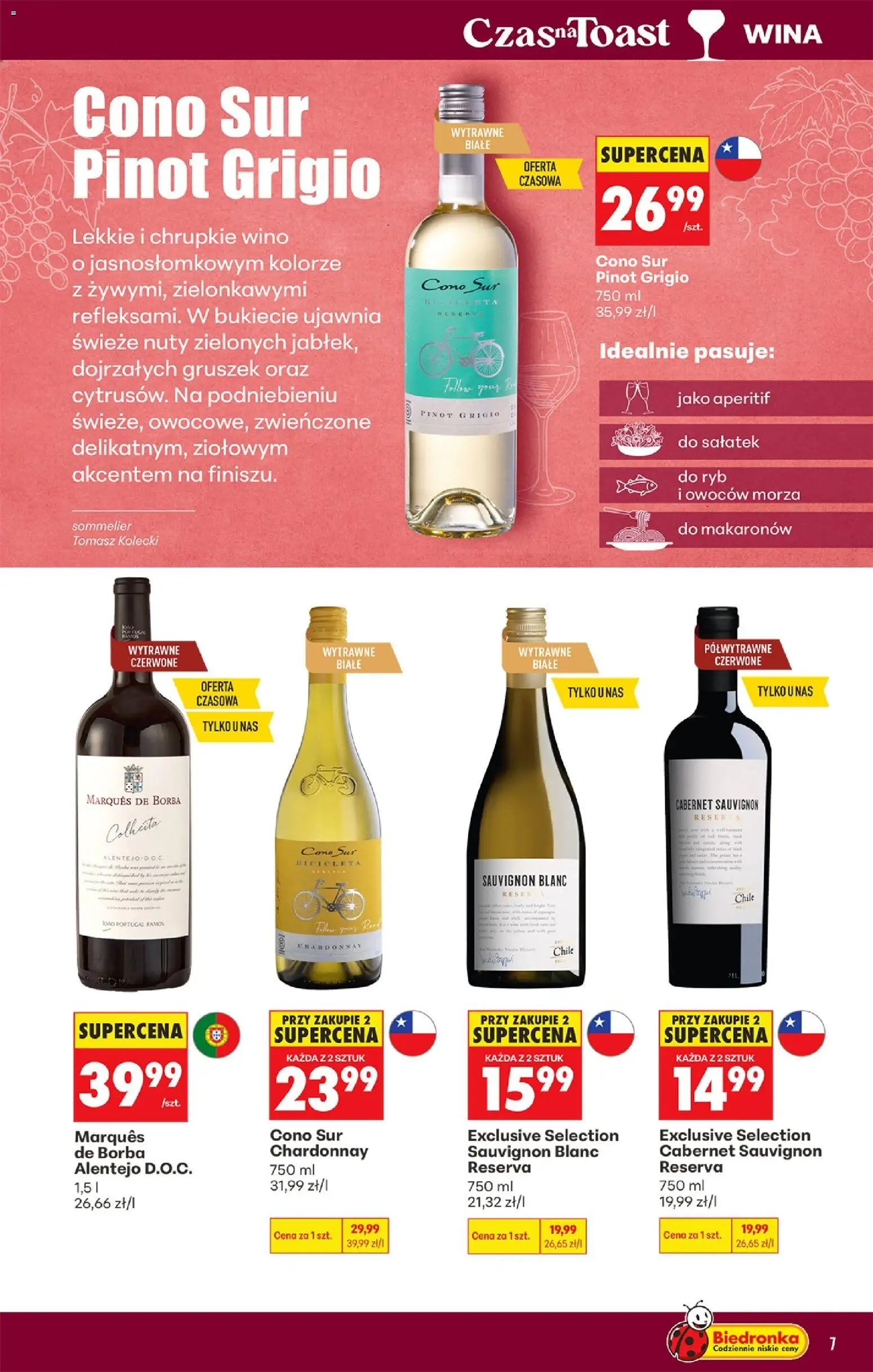 Biedronka Polsko leták - Czas na toast od 24.08.2026 | Strana: 7 | Produkty: Cabernet Sauvignon, Pinot Grigio