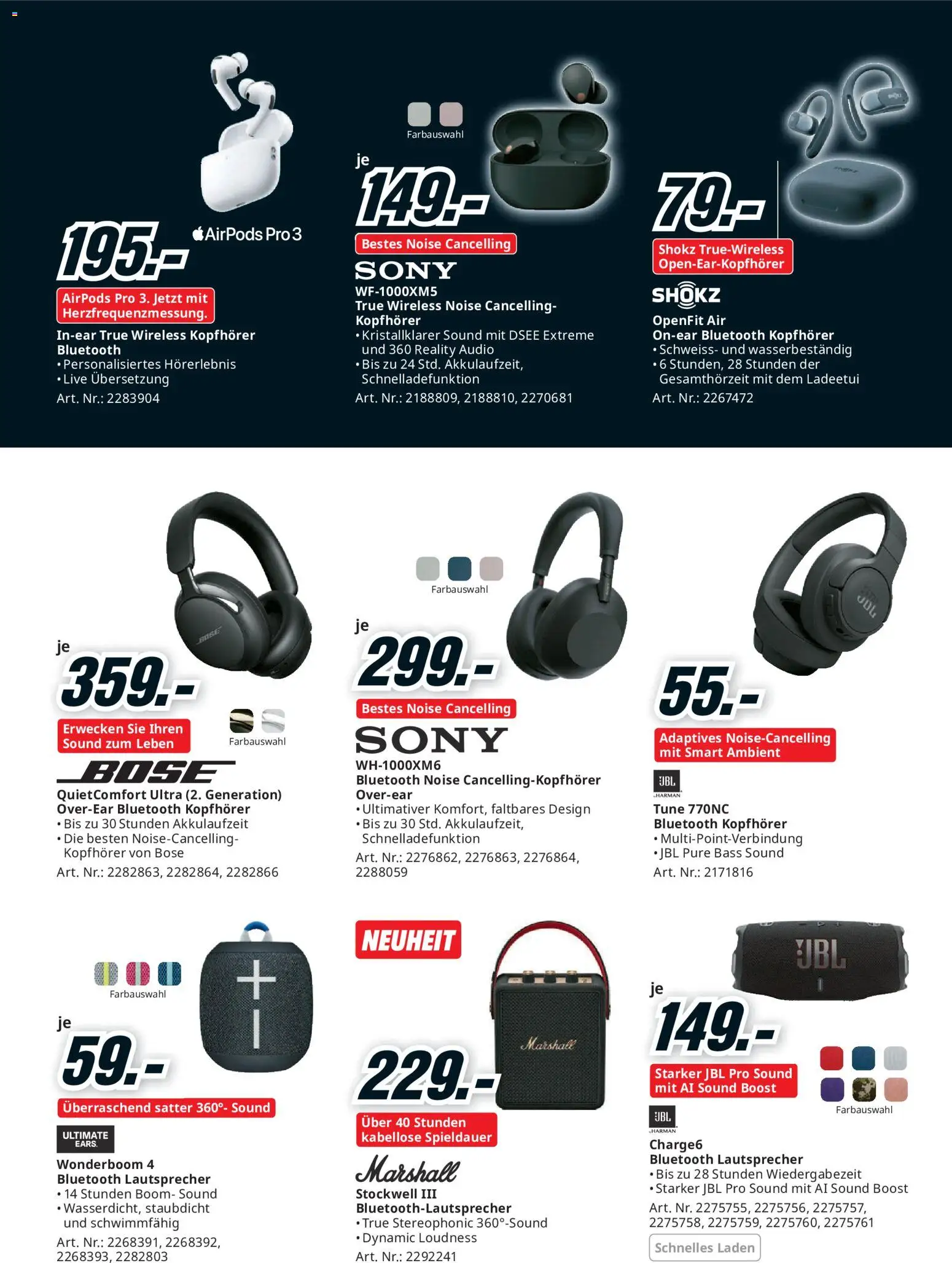 Media Markt aktionen – gültig ab 23.08.2026 | Seite: 6 | Produkte: Audio, Kopfhörer, Lautsprecher, Sony
