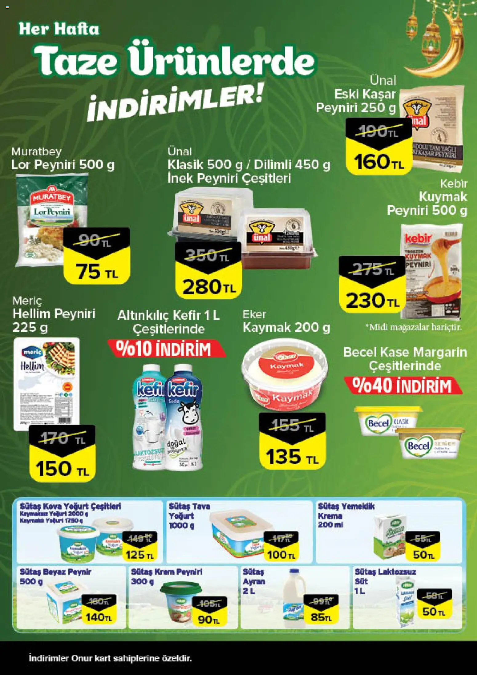 Onur Market - Taze Ürünlerde İndirimler - Bursa - 21.05.2026 tarihinden itibaren geçerlidir | Sayfa: 4 | Ürünler: Kefir, Peynir, Yoğurt, Krema
