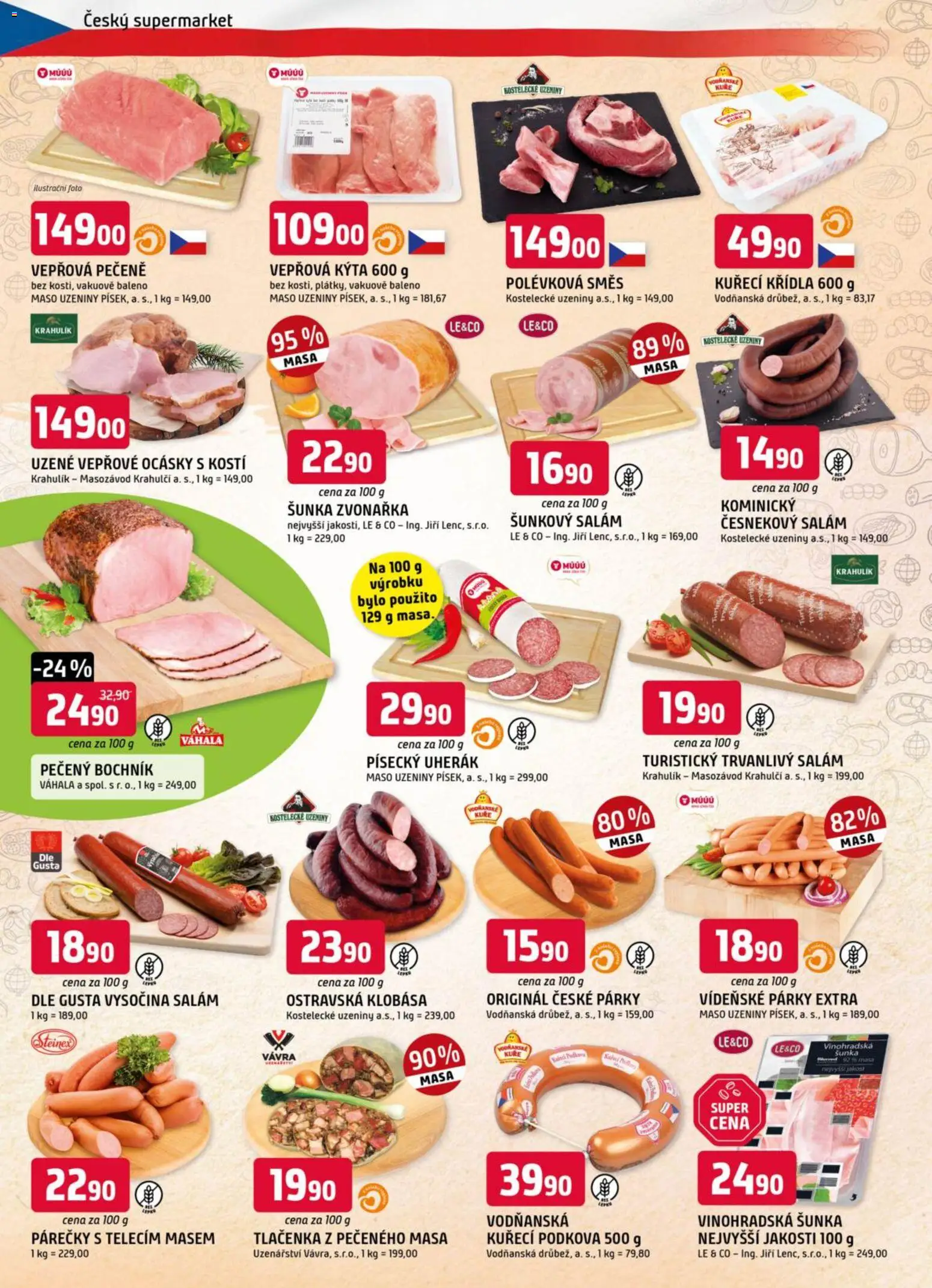 Trefa leták od 15.04.2026 | Strana: 2 | Produkty: Vídeňské párky, Klobása, Tlačenka, Kýta