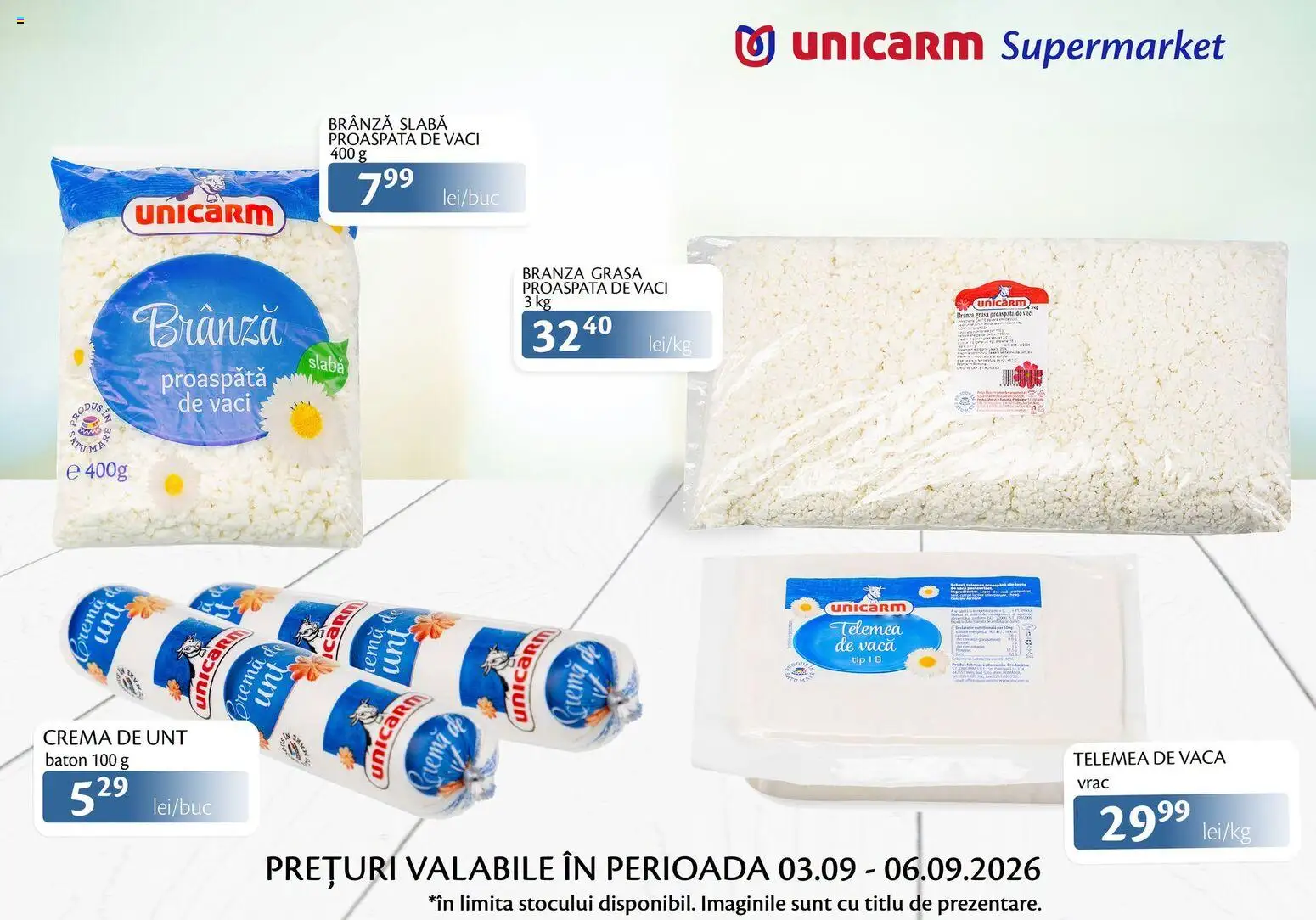 Noul catalog Unicarm – valabil de la 03.09.2026 | Pagină: 4 | Produse: Unt, Brânză, Cremă, Tip
