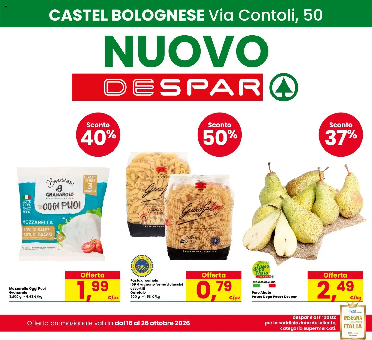 Volantino Despar del 16/10/2026 | Pagina: 1 | Prodotti: Garofalo, Pere, Pasta di semola, Pasta