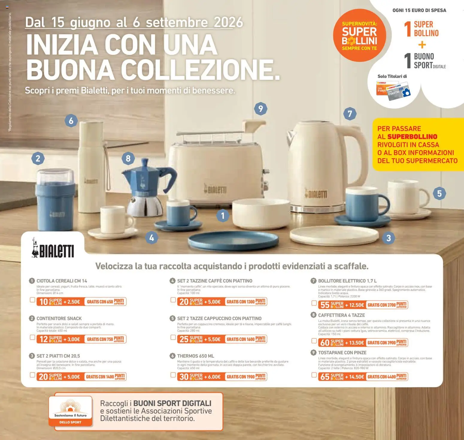 Volantino Conad del 15/07/2026 | Pagina: 25 | Prodotti: Caffettiera, Vassoio, Tostapane, Ciotola