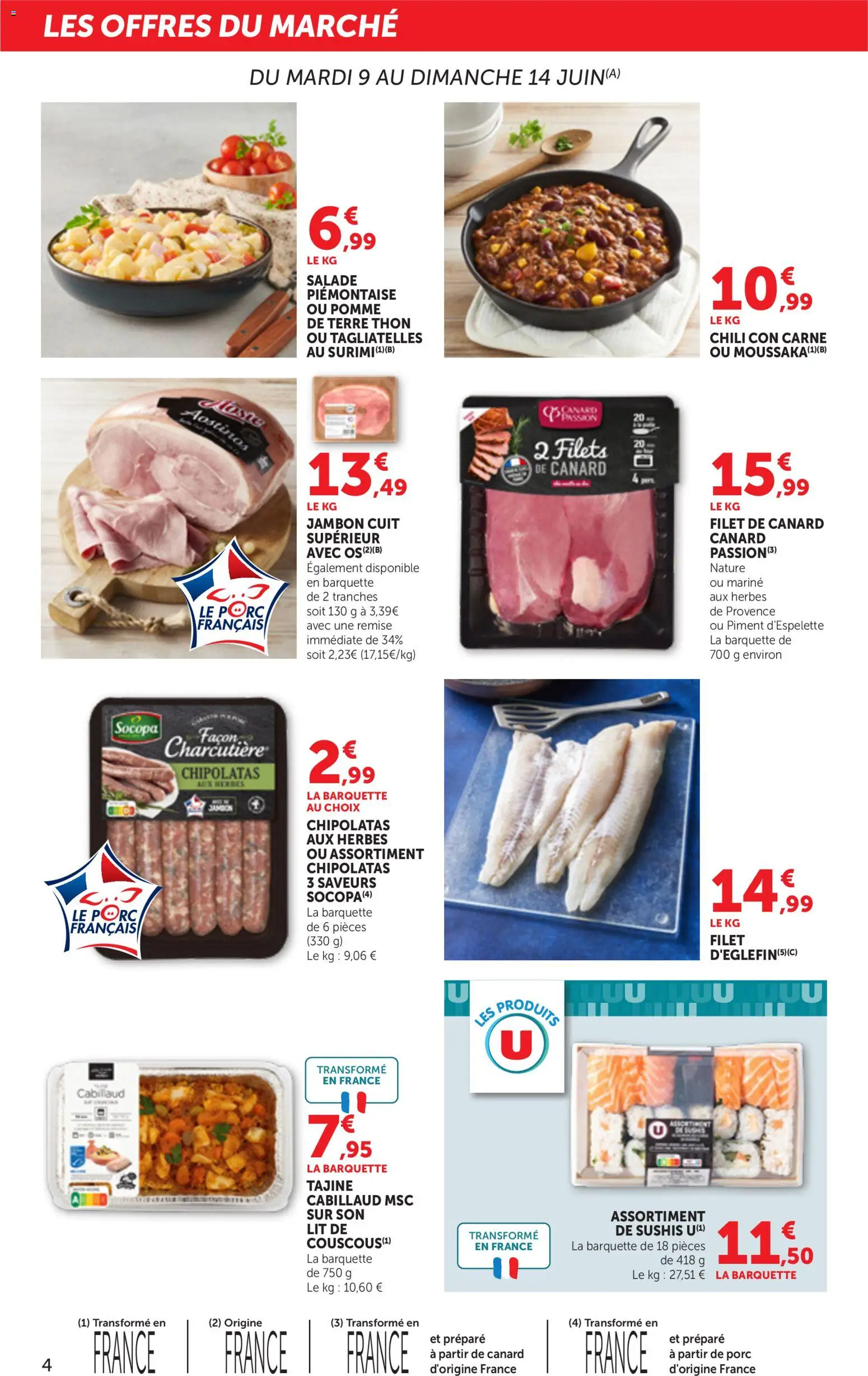 {H1} | Page: 4 | Produits: Pomme de terre, Thon, Piment, Porc