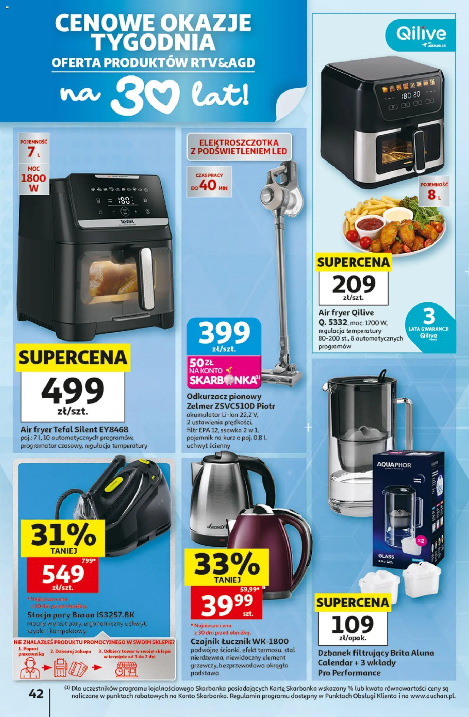 Auchan gazetka - Hipermarket od 15.10.2026 | Strona: 42 | Produkty: Dzbanek, Odkurzacz, Odkurzacz pionowy, Tefal