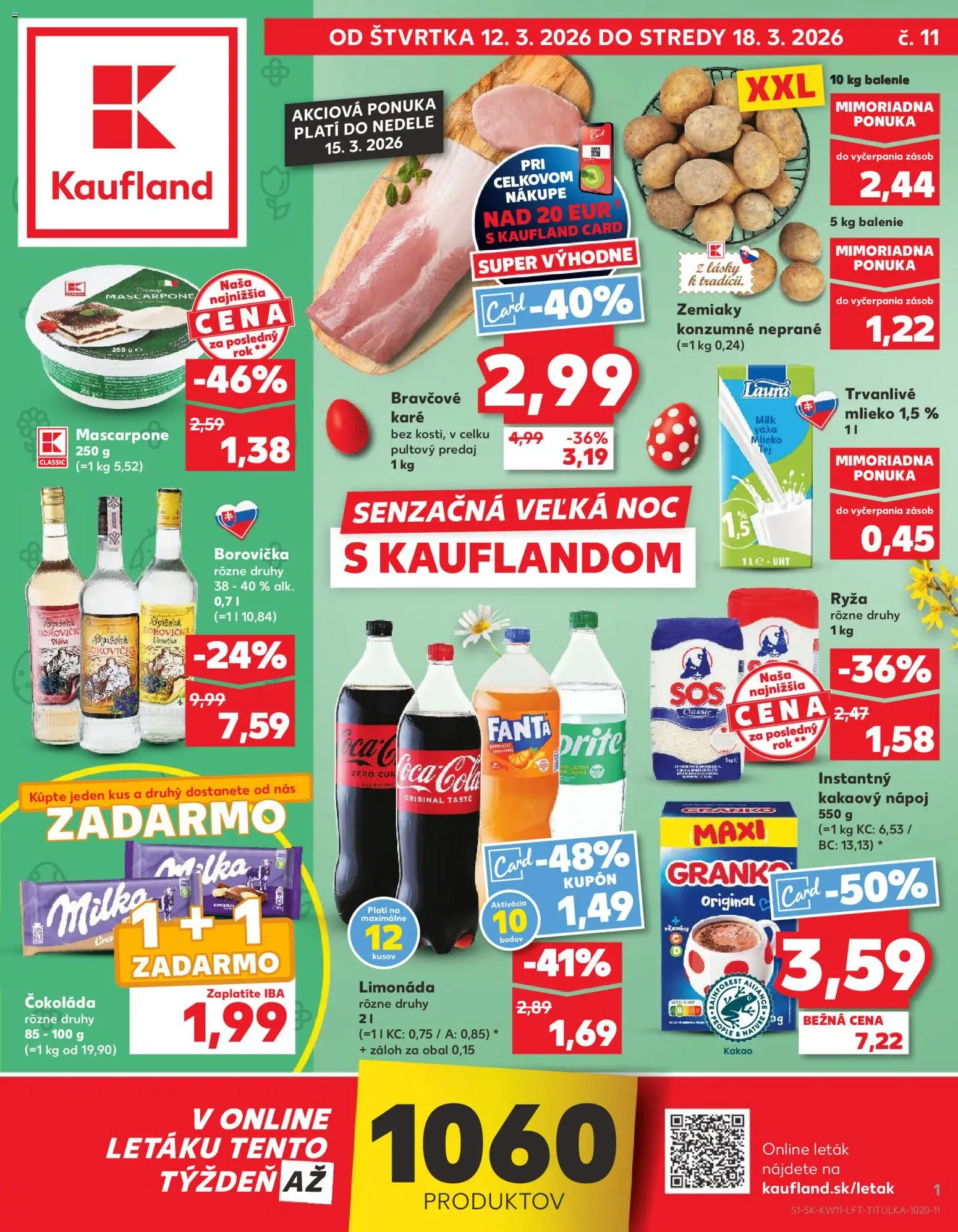 Nové Kaufland akcie – leták je platný od 12.03.2026 | Strana: 1 | Produkty: Mlieko, Milka, Trvanlivé mlieko, Kakao