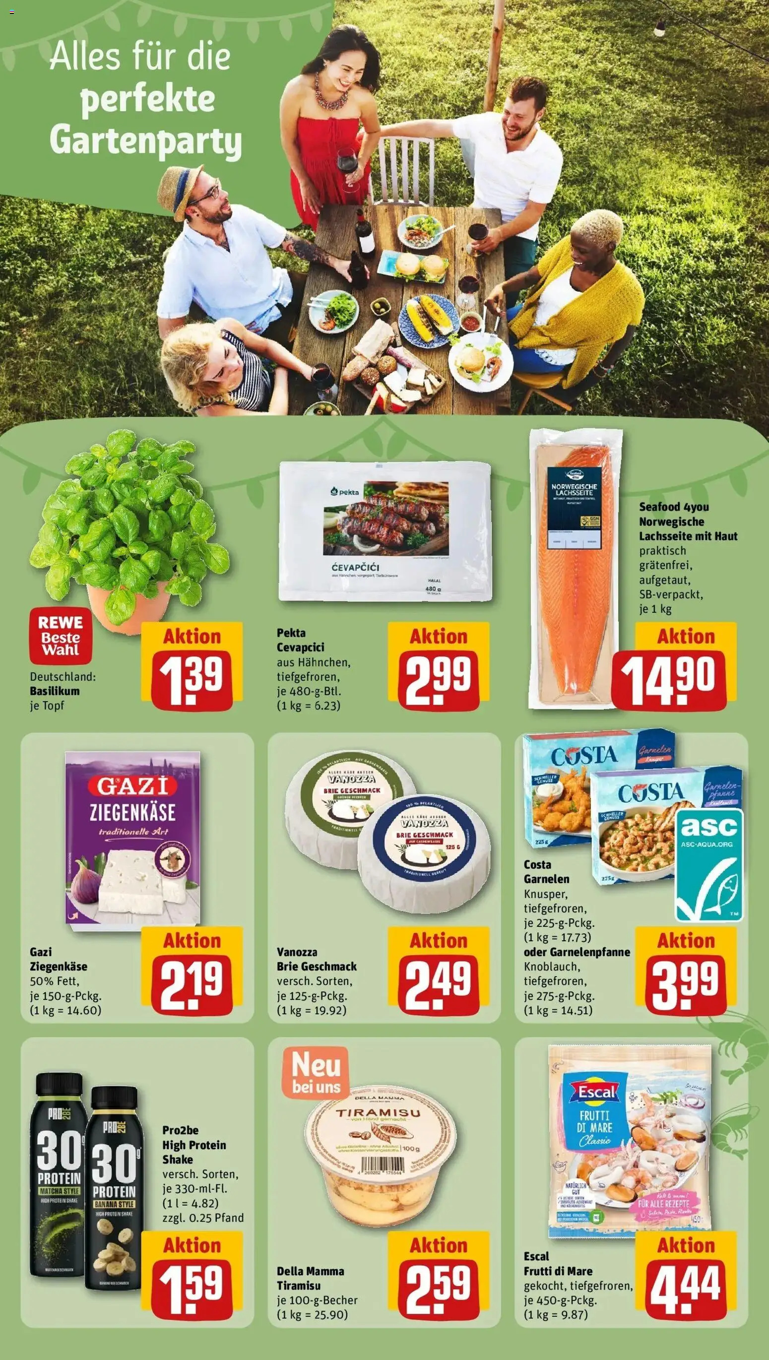 REWE Prospekt ab 17.08.2026 zum Blättern » Angebote | Seite: 18 | Produkte: Ziegenkäse, Cevapcici, Garnelen