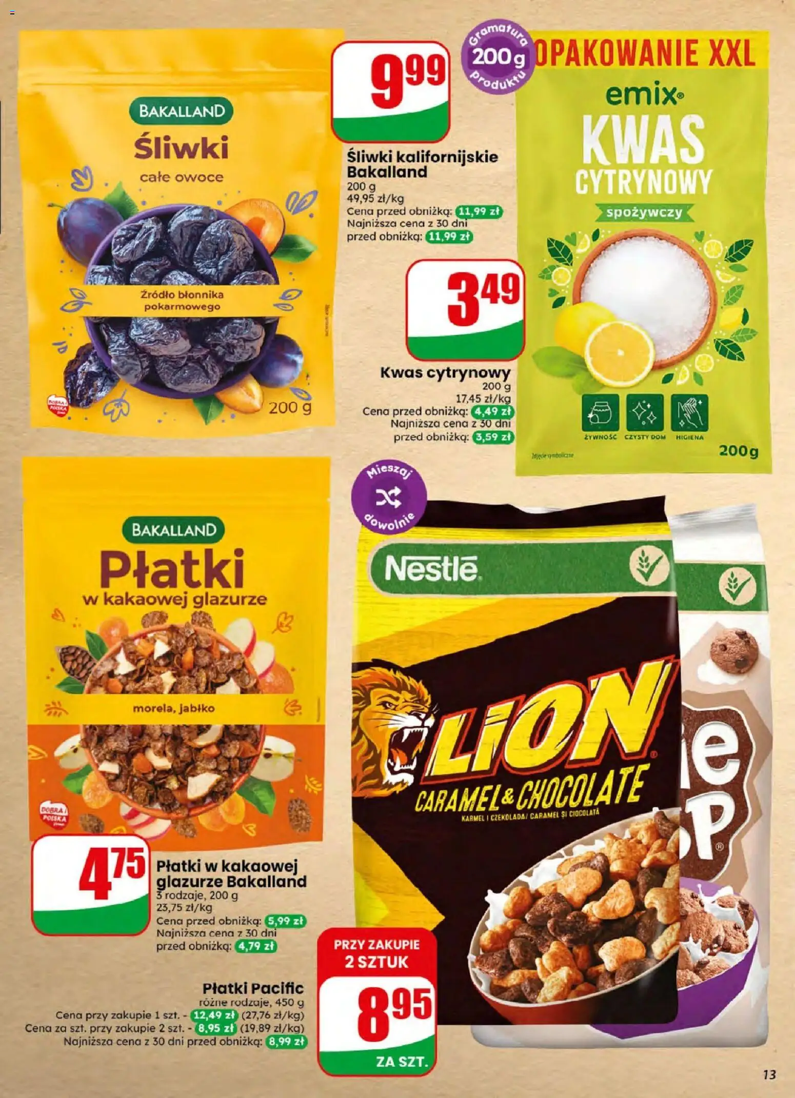 Dino gazetka od 05.08.2026 | Strona: 13 | Produkty: Śliwki, Płatki, Owoce
