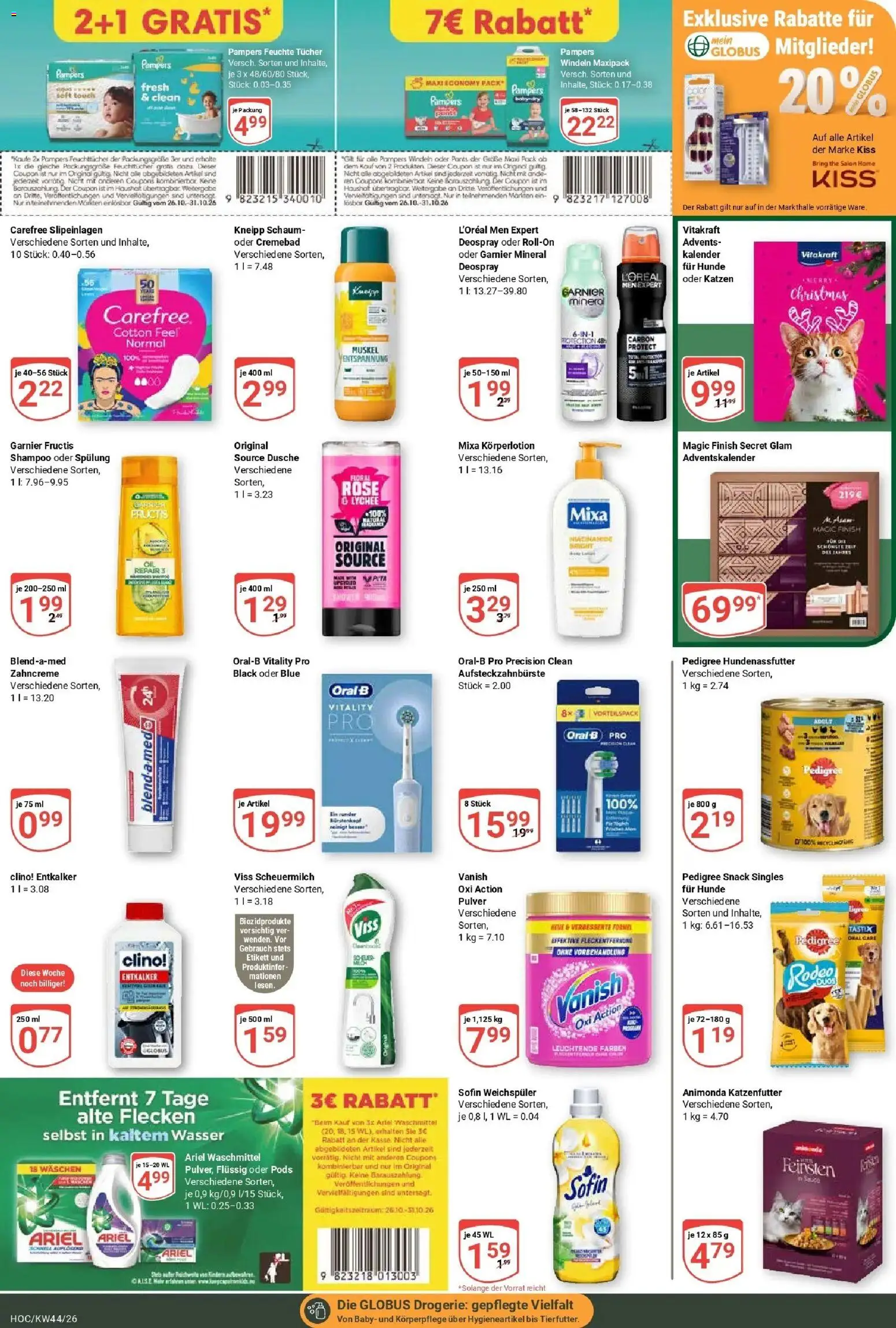Globus Prospekt Hockenheim (ab 26.10.2026) » Angebote online | Seite: 23 | Produkte: Katzenfutter, Pampers, Weichspüler, Waschmittel