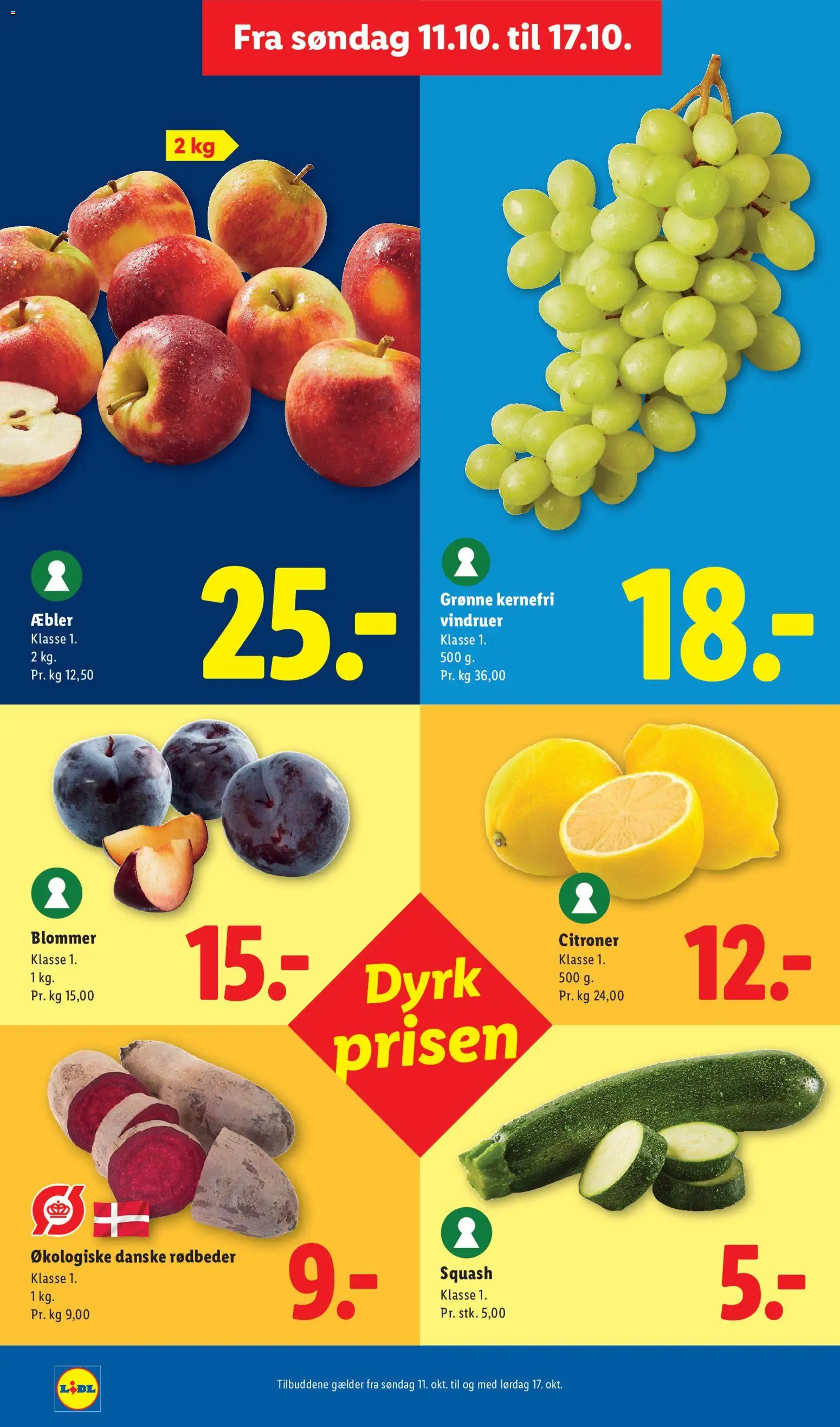 Lidl tilbudsavis – gyldig fra 11/10/2026 | Side: 14 | Produkter: Rødbeder, Squash, Blommer, Vindruer