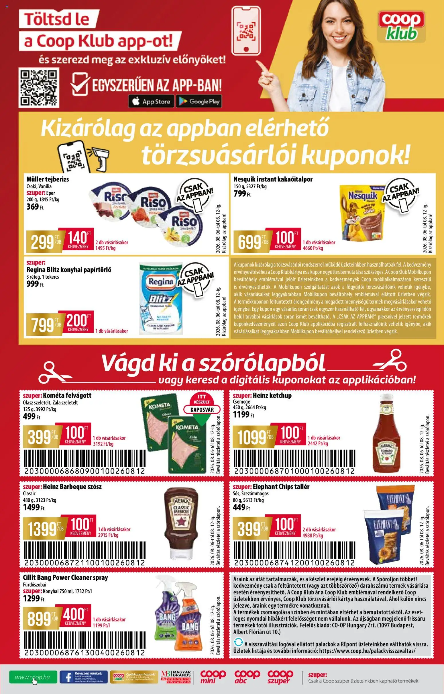 COOP akciós ujság - amely érvényes a következő dátumtól: 2026.08.06. | Oldal: 12 | Termékek: Tejberizs, Papírtörlő, Felvágott, Szósz