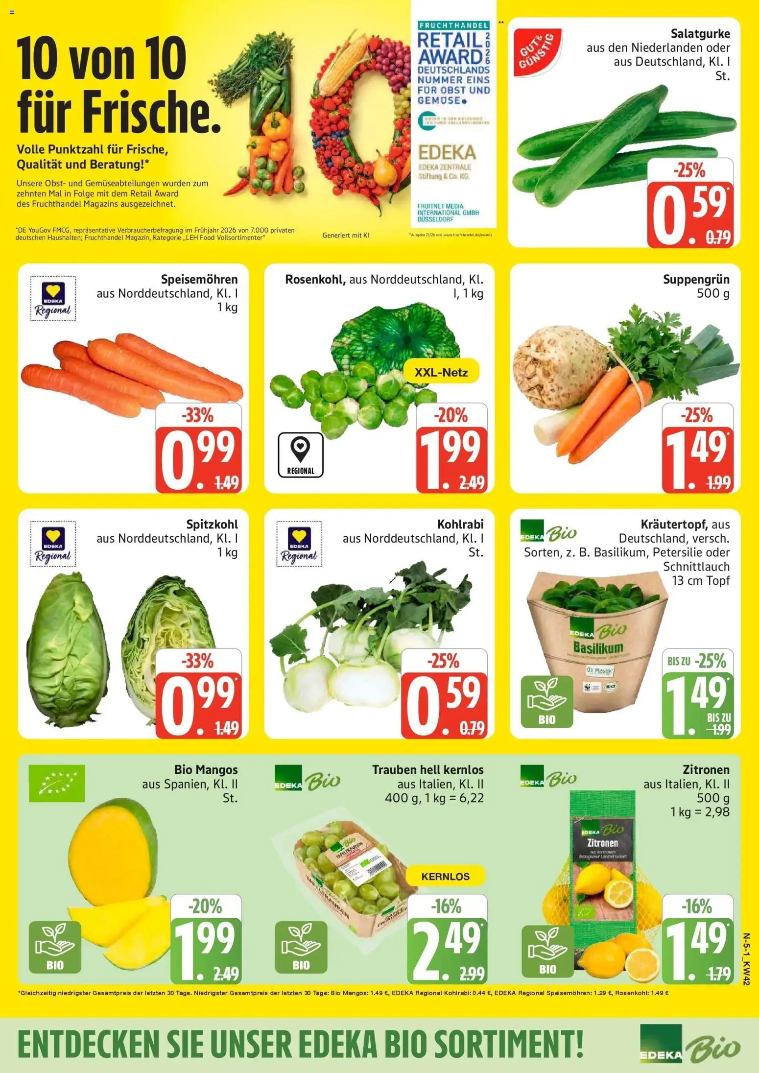 Edeka Prospekt Rostock (ab 12.10.2026) » Angebote Online | Seite: 5 | Produkte: Kohlrabi, Obst, Petersilie, Zitronen