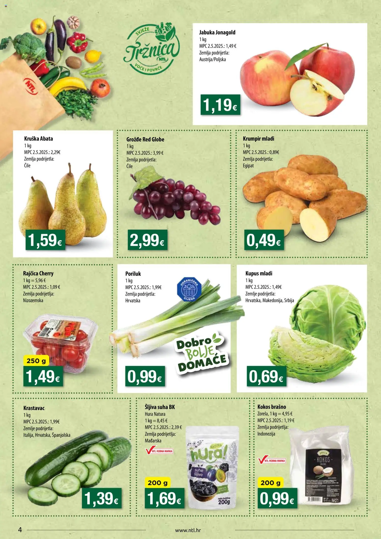 NTL katalog | vrijedi od 20.05.2026 | Stranica: 4 | Proizvodi: Povrće, Poriluk, Kruška, Jabuka