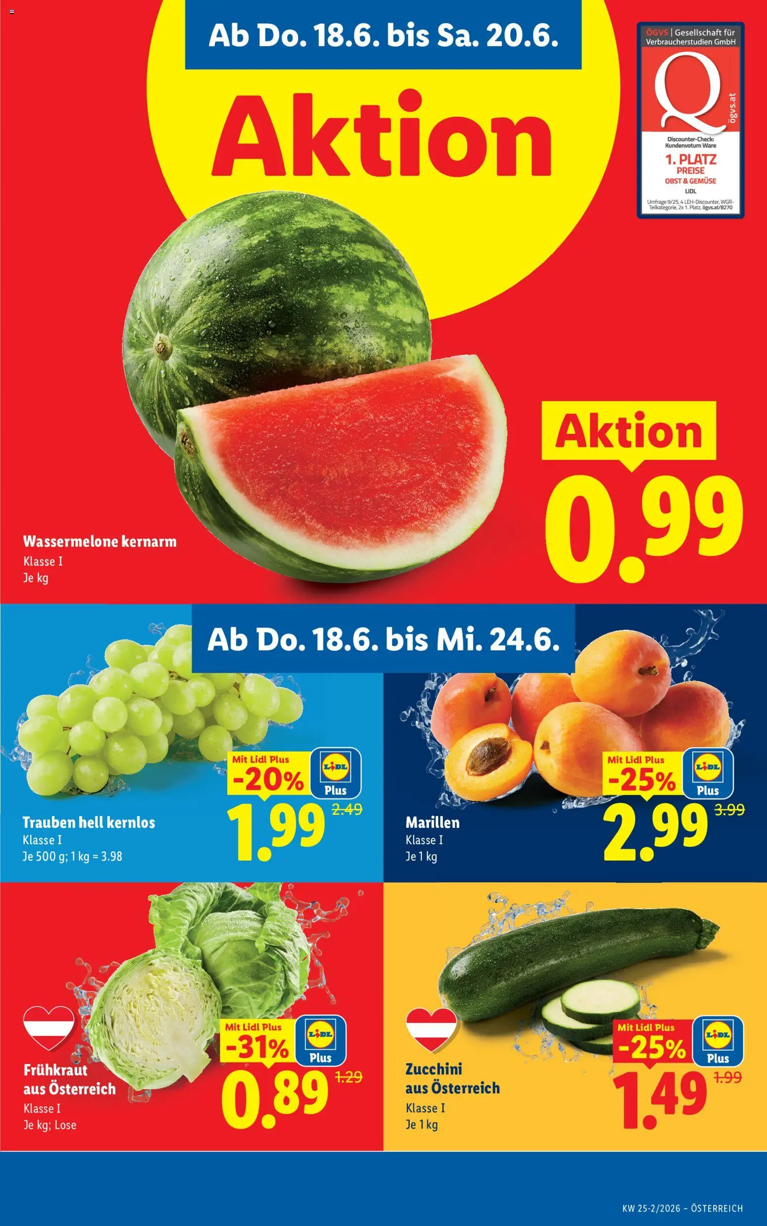 Lidl Flugblatt gültig ab 18.06.2026 | Seite: 7 | Produkte: Gemüse, Obst, Wassermelone