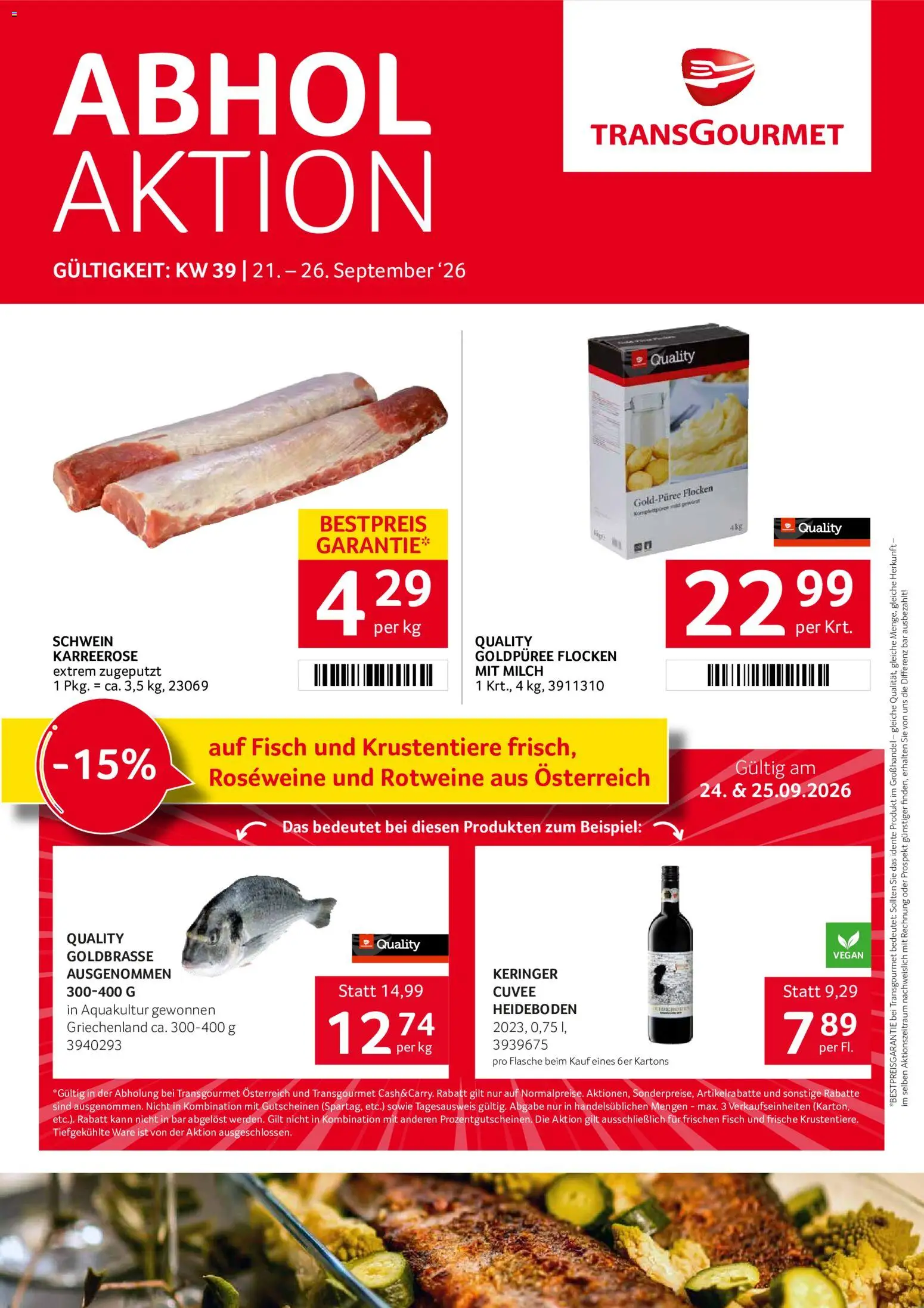Transgourmet Flugblatt gültig ab 20.09.2026 | Seite: 1 | Produkte: Flocken, Milch, Fisch