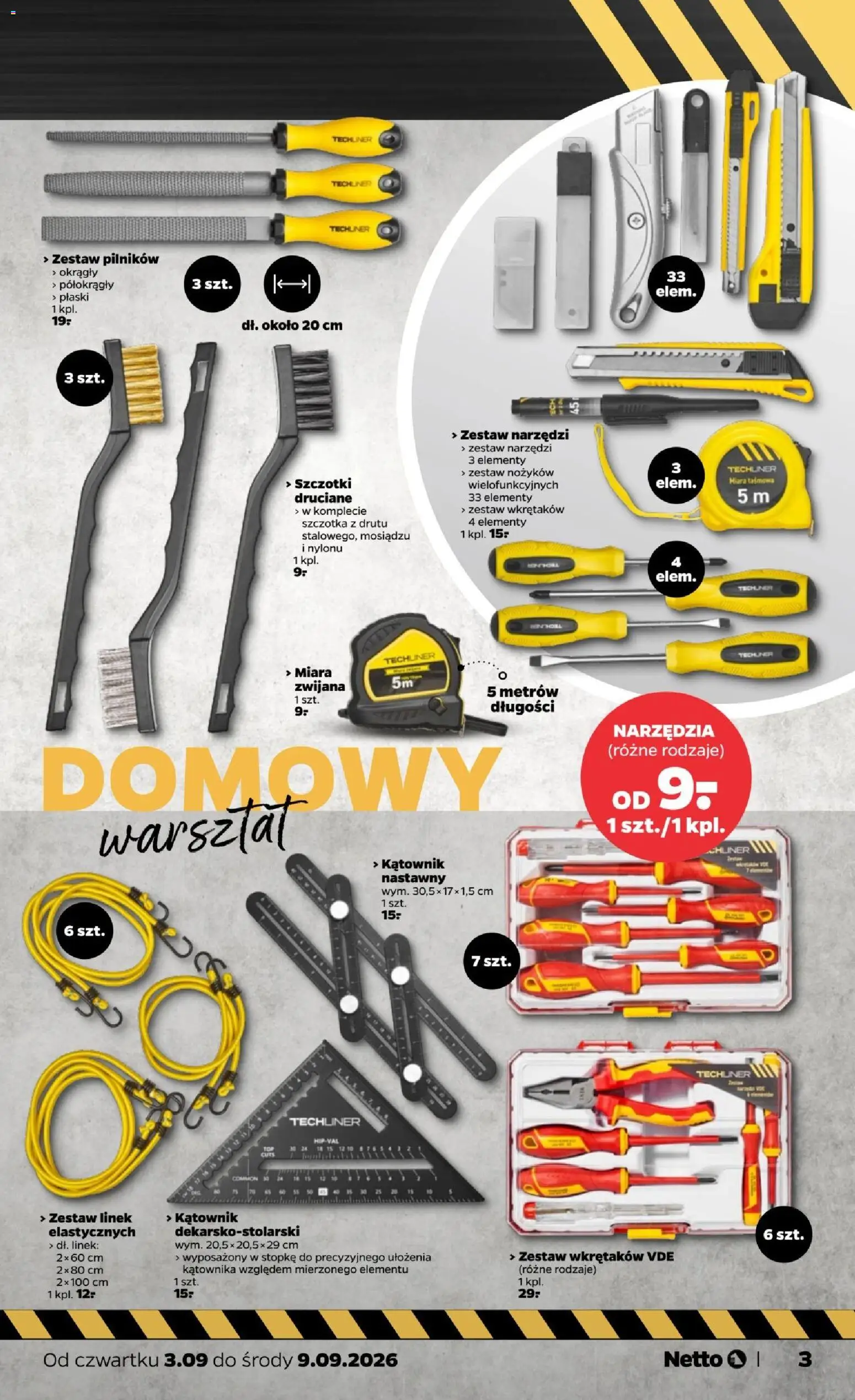 Netto gazetka od czwartku NonFood od 03.09.2026 | Strona: 3 | Produkty: Narzędzia, Zestaw narzędzi, Szczotka