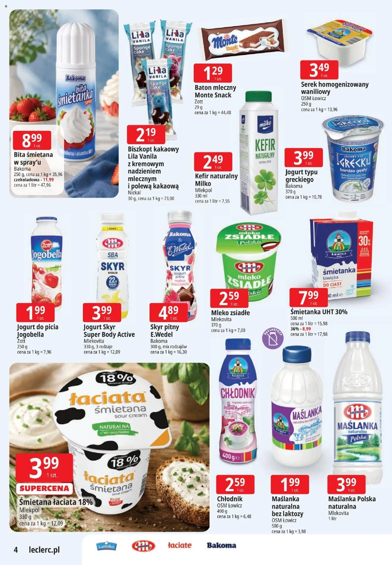 E.Leclerc gazetka - Zielona Góra od 02.06.2026 | Strona: 4 | Produkty: Czekoladowa, Jogurt, Śmietana, Skyr