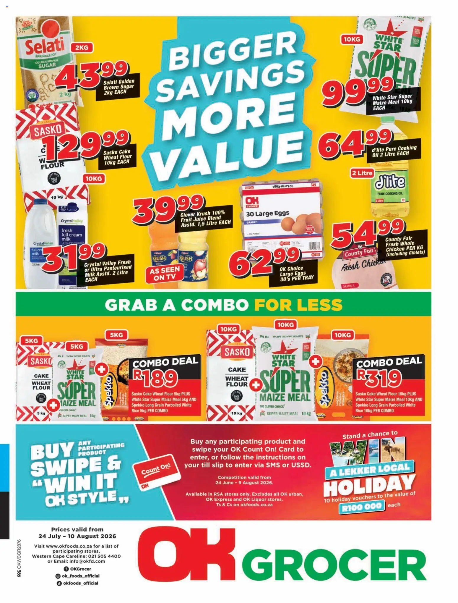 New OK Foods catalogue – valid from 24/07/2026 | Page: 1 | Products: Eggs, Rice, Cream, Sugar