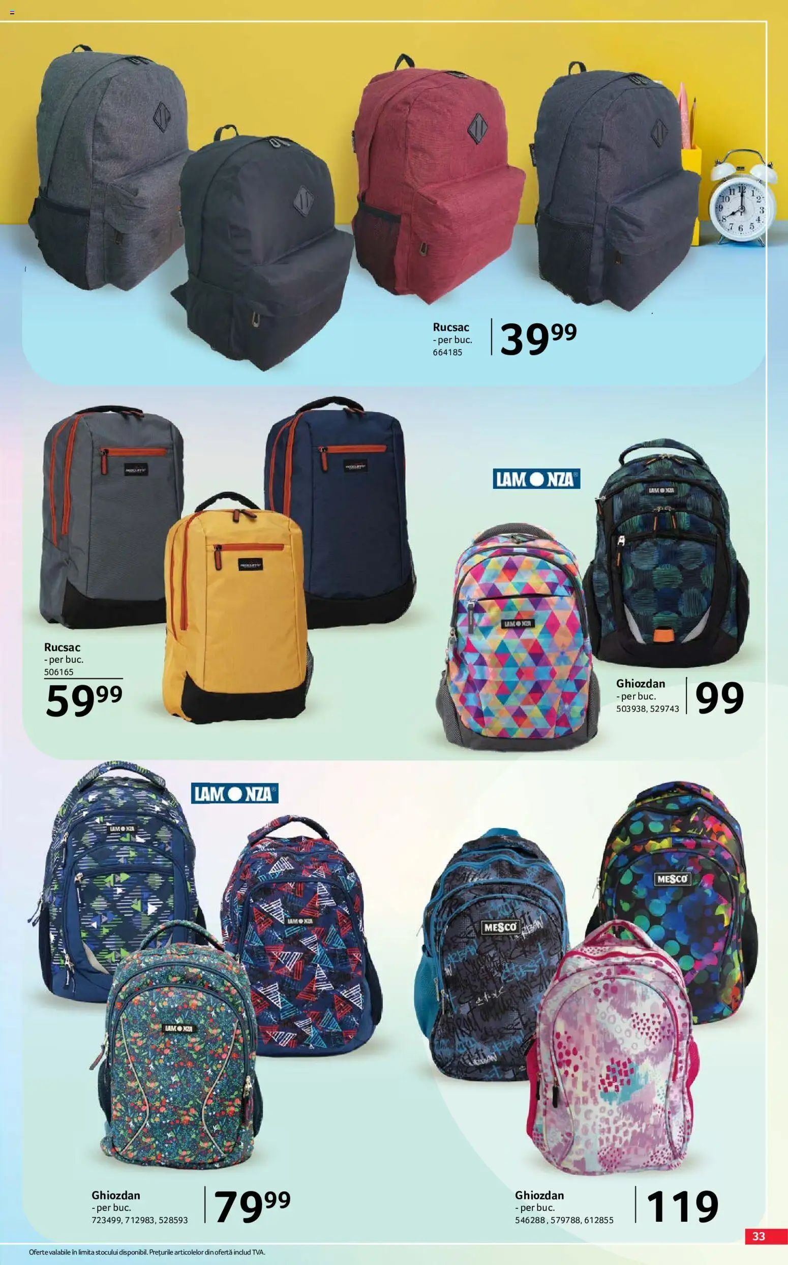 Noul catalog Selgros – valabil de la 07.08.2026 | Pagină: 33 | Produse: Ghiozdan, Rucsac