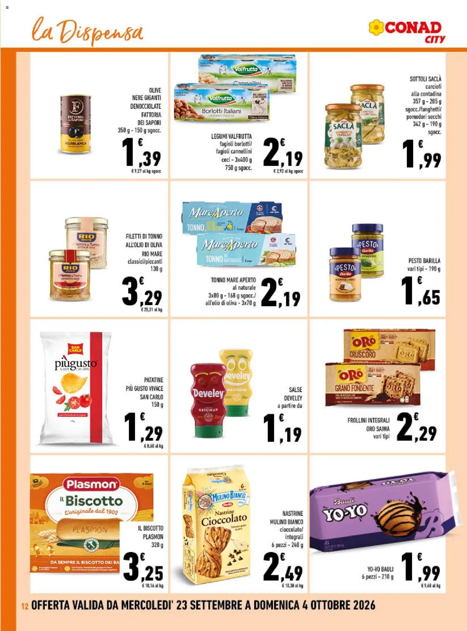 Volantino Conad del 23/09/2026 | Pagina: 12 | Prodotti: Olive, Barilla, Salse, Pomodori secchi