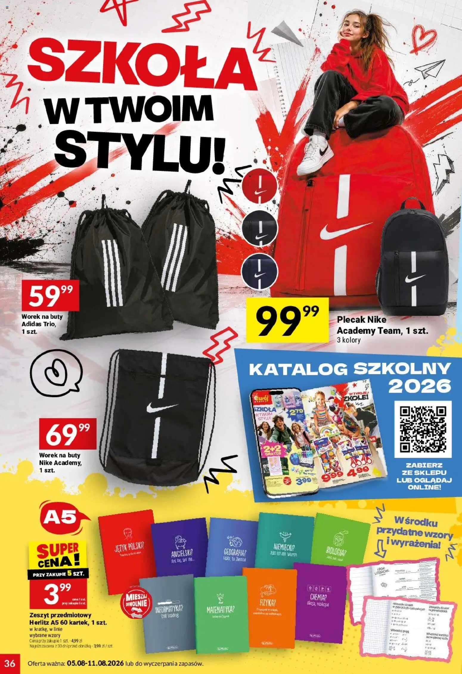 Twój Market gazetka od 05.08.2026 | Strona: 36 | Produkty: Buty, Plecak, Zeszyt