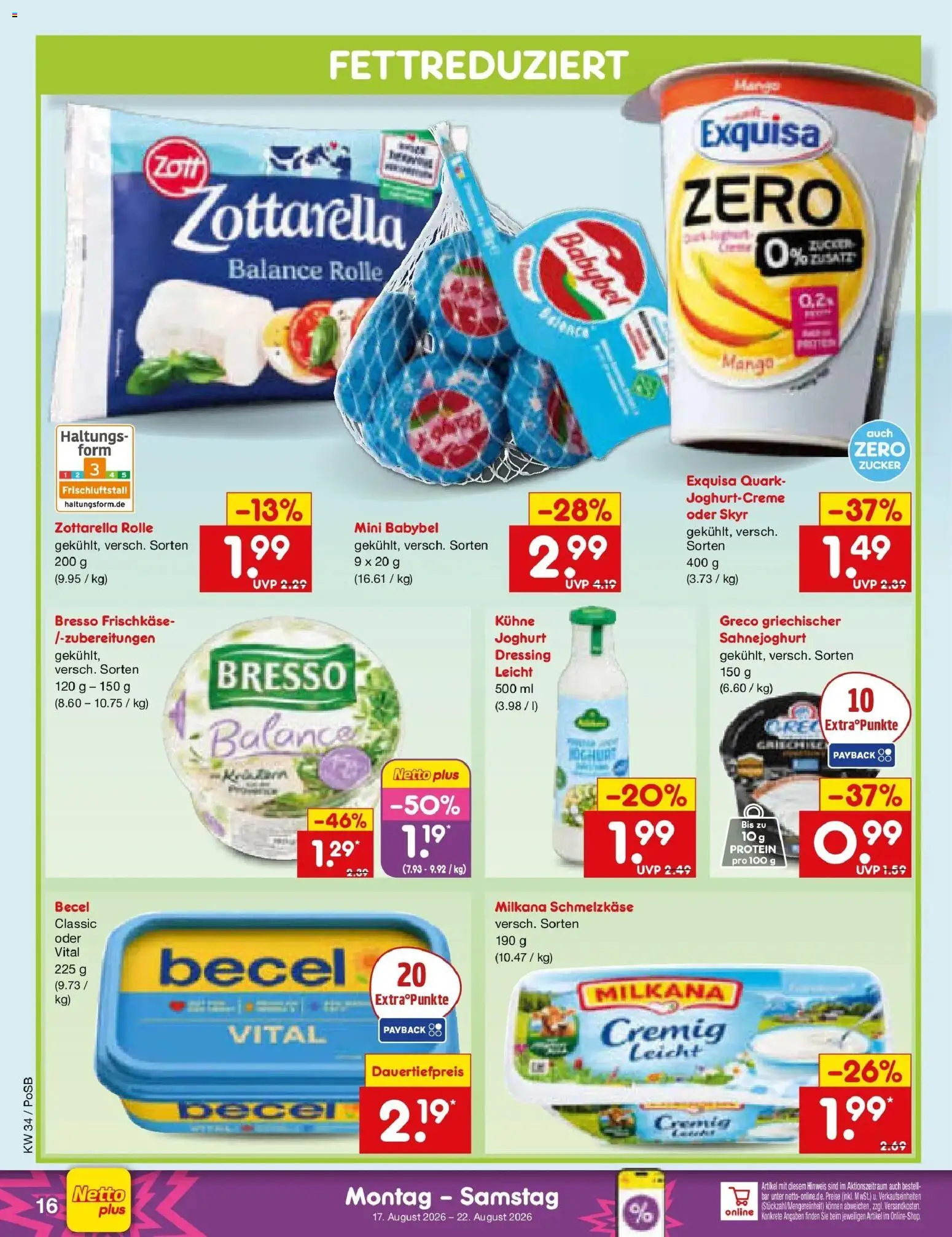 Netto Marken-Discount Prospekt Regensburg – gültig ab 17.08.2026 | Seite: 22 | Produkte: Joghurt, Milkana, Dressing, Skyr