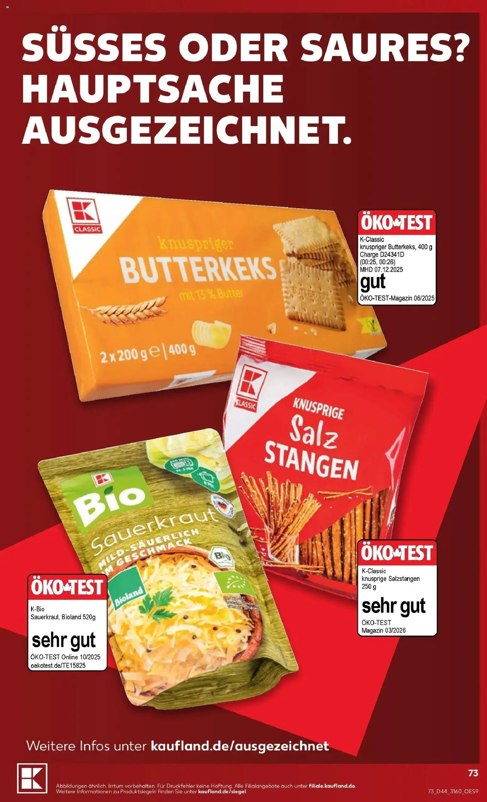 Prospekt Kaufland ab 26.10.2026 » Angebote Online zum Blättern | Seite: 73 | Produkte: Butter, Salz, Magazin