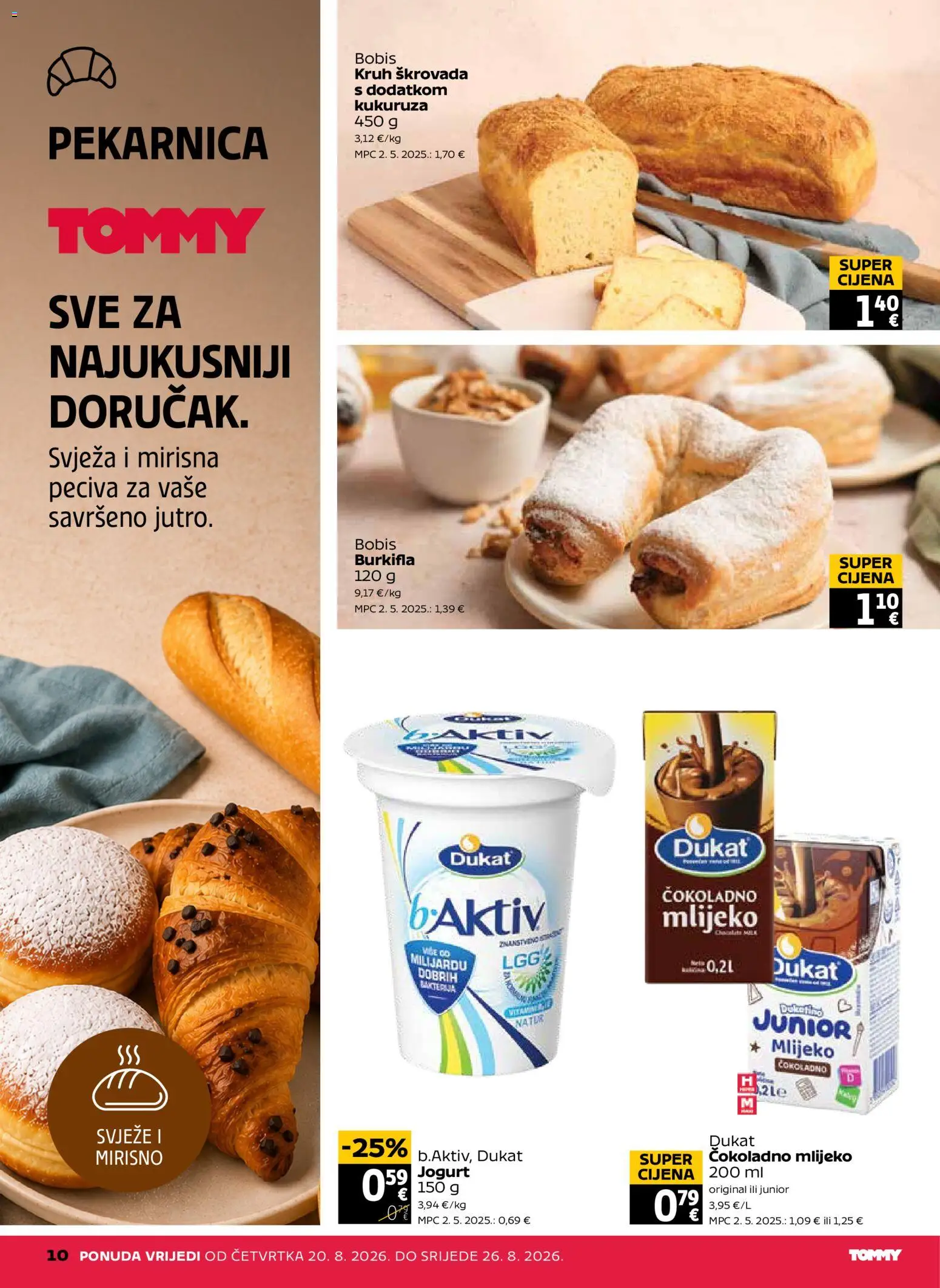 Tommy katalog | vrijedi od 20.08.2026 | Stranica: 10 | Proizvodi: Mlijeko, Cokoladno mlijeko, Jogurt, Kruh