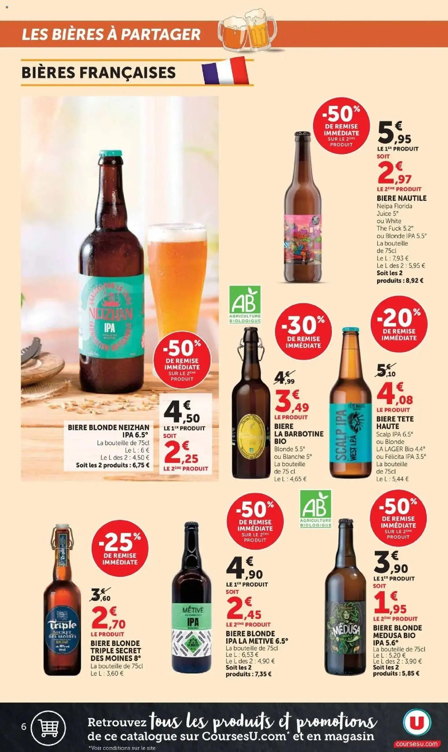 {H1} | Page: 6 | Produits: Bière blonde, Bouteille, Bière, Thé