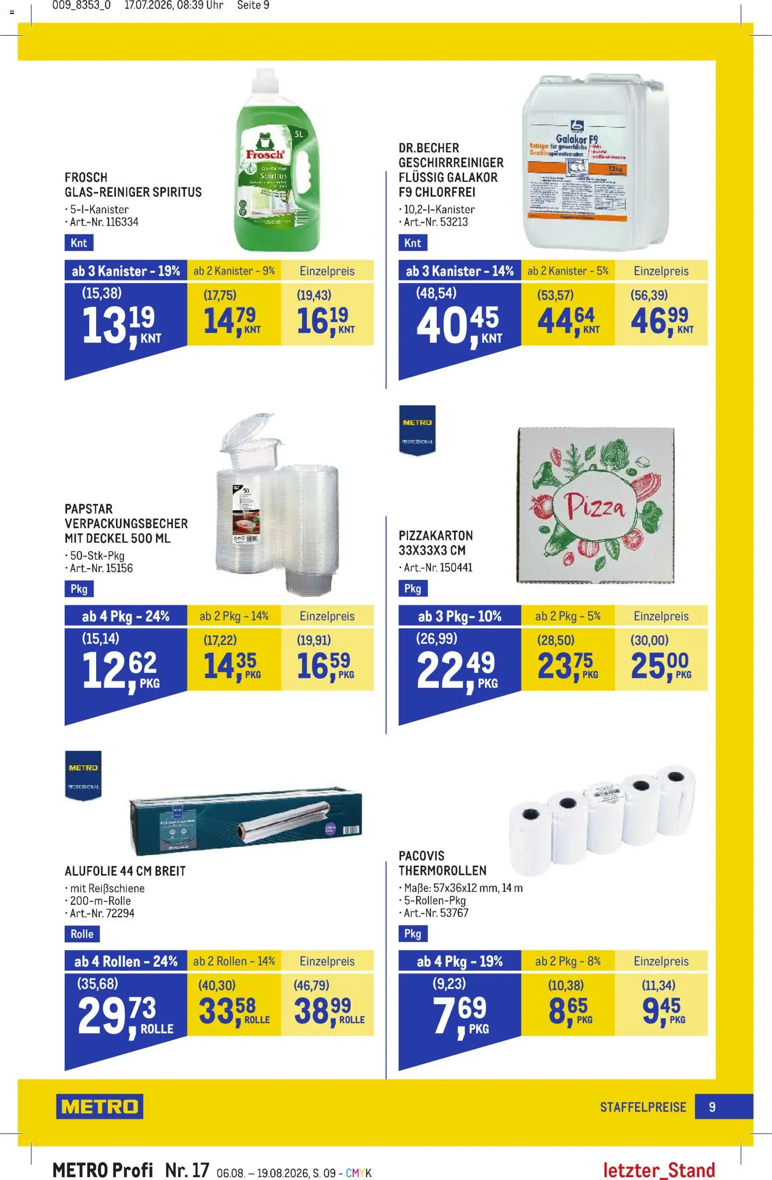 Metro angebote Profi gültig ab 06.08.2026 | Seite: 9 | Produkte: Uhr, Pizza