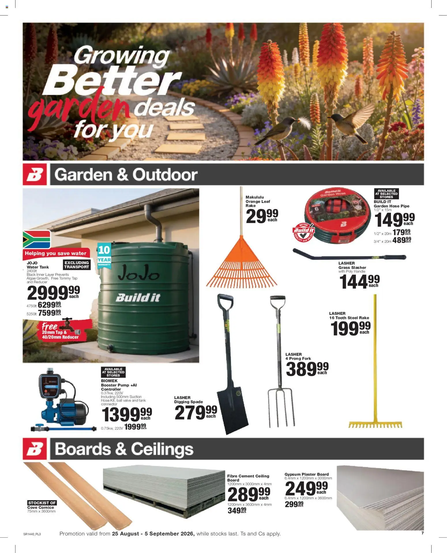 New Build It catalogue – valid from 25/08/2026 | Page: 7 | Products: Garden hose, Tap, Plaster, Water