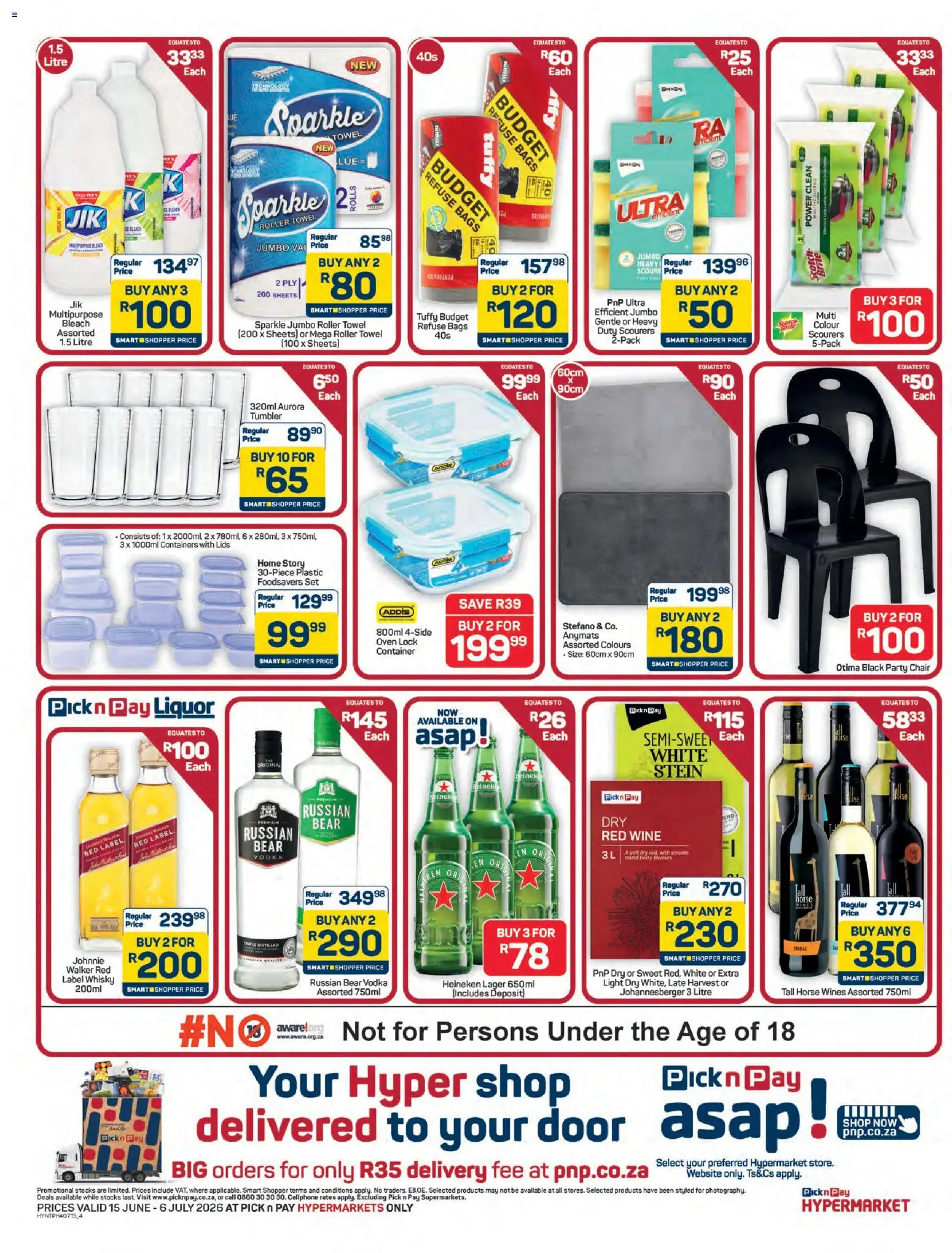 New Pick n Pay catalogue – valid from 15.06.2026 | Page: 4 | Products: Oven, Lock, Towel, Light
