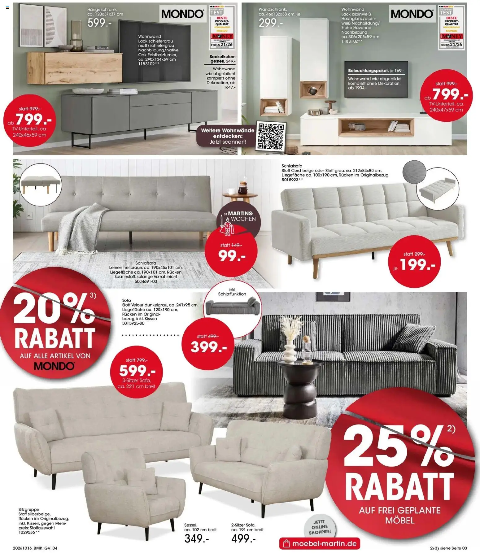Möbel Martin Martins Wochen (ab 16.10.2026) zum Blättern | Seite: 4 | Produkte: Schlafsofa, Wohnwand, Kissen, Sofa
