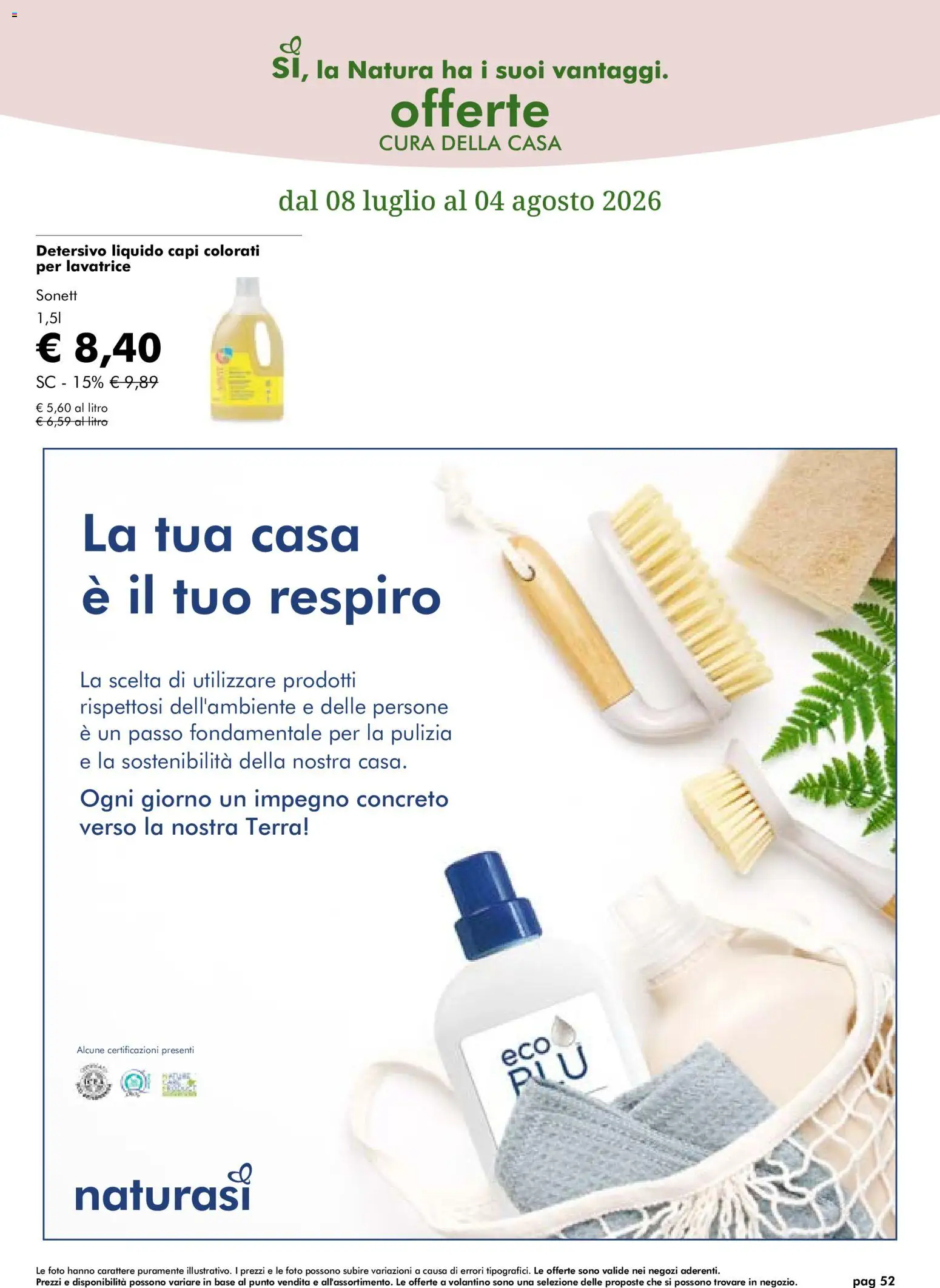 Volantino Natura Sì del 08/07/2026 | Pagina: 52