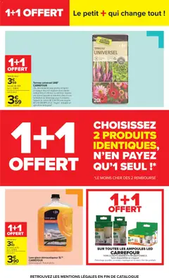 Carrefour - Prévisualisation de Terreau universel UAB*, 20L. Recommandé pour planter, rempoter et repiquer tous vos végétaux (hors plantes acidophiles) en intérieur ou extérieur. Apporte une bonne capacité de rétention d'eau et une fertilisation de démarrage pour 4 semaines. Support de culture NF U 44-551 avec engrais NFU 42-001 NPK 8.5.6 : 3 kg/m³. Utilisable en agriculture biologique* valide à partir de 17/08/2026 | Page: 65