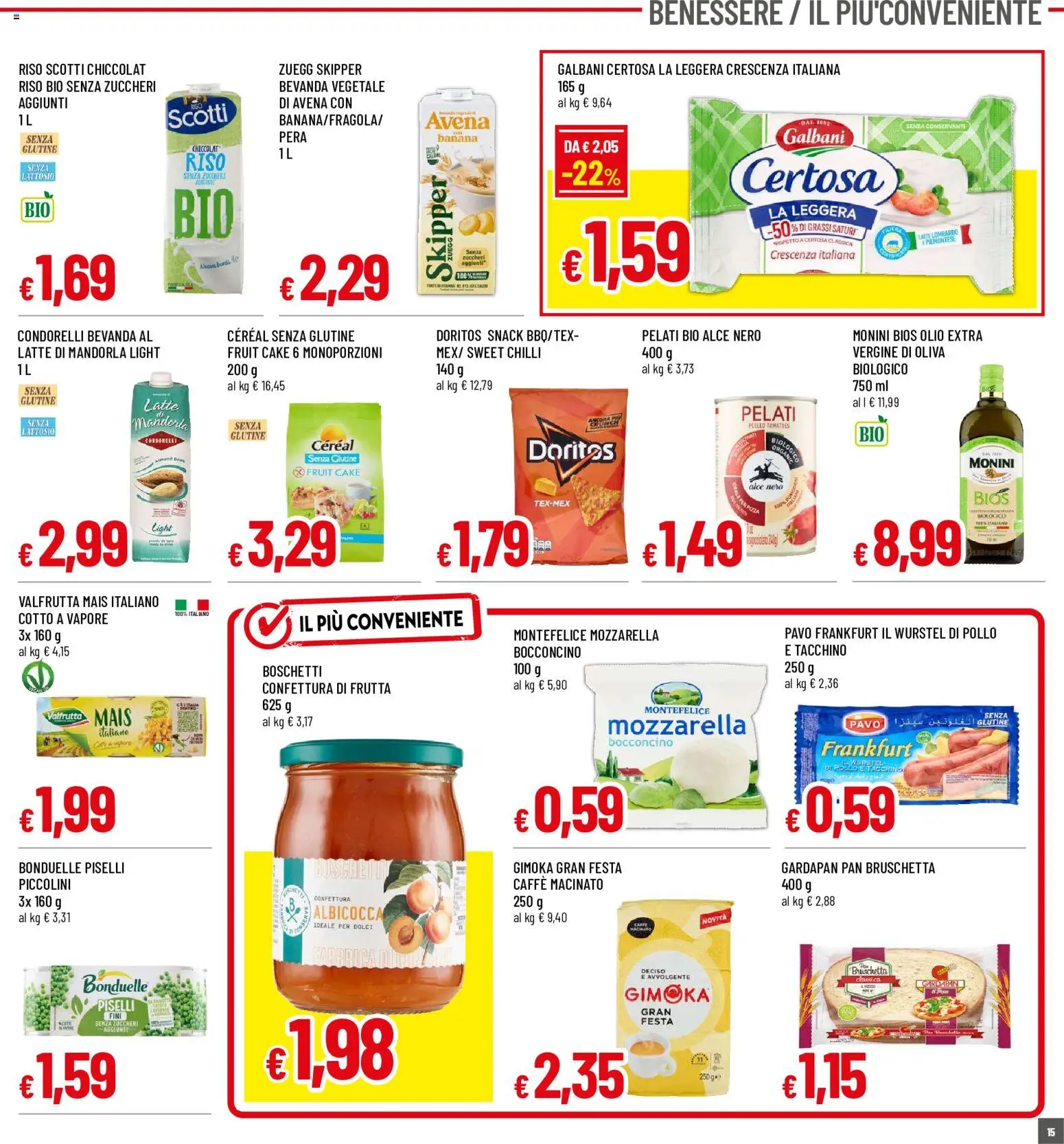Volantino Famila del 30/07/2026 | Pagina: 15 | Prodotti: Senza glutine, Pollo, Tacchino, Piselli