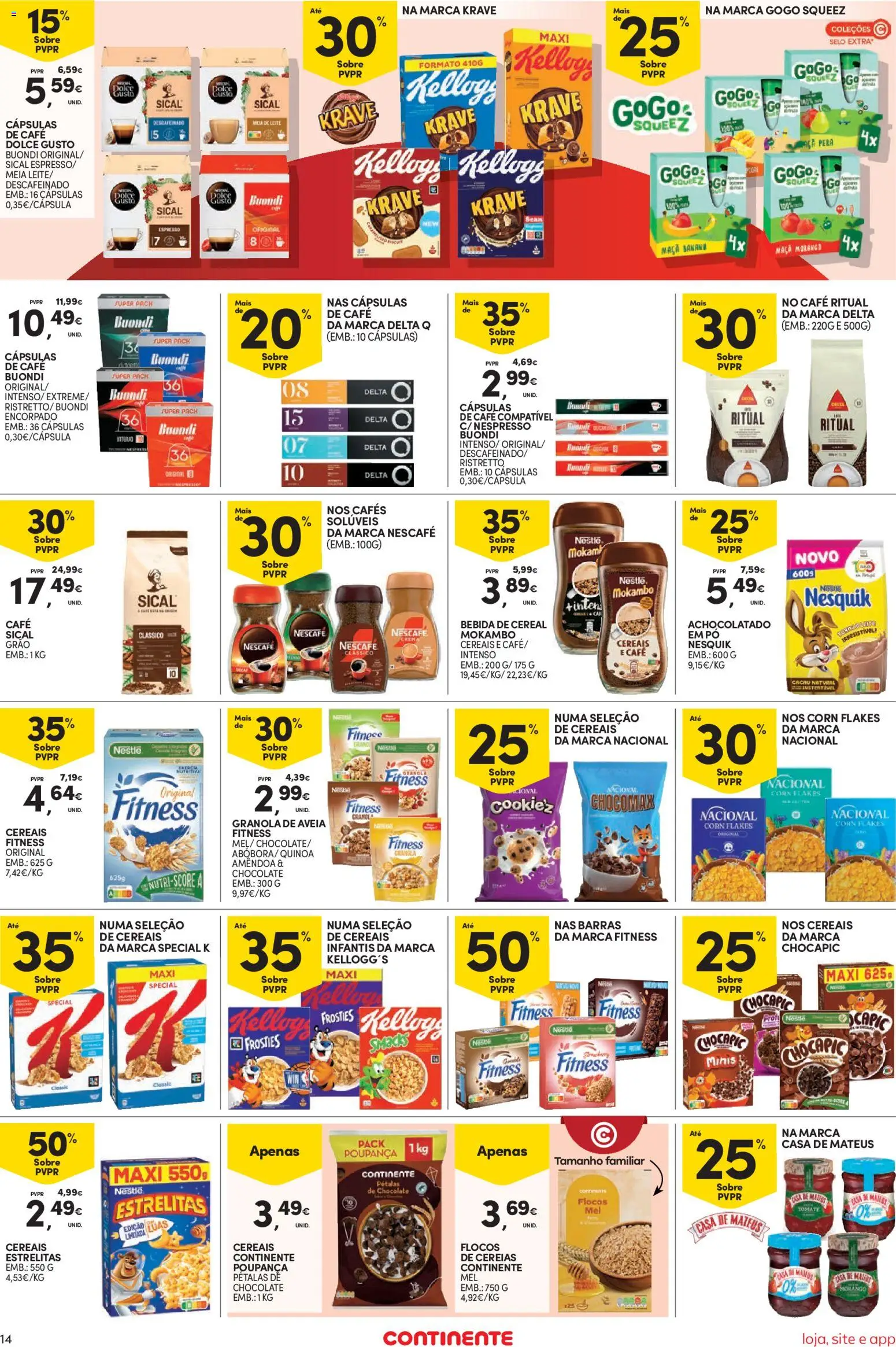 Continente Semanal Continente Bom Dia │ válido de 21/07/2026 | Página: 14 | Produtos: Delta q, Nespresso, Maça, Bebida