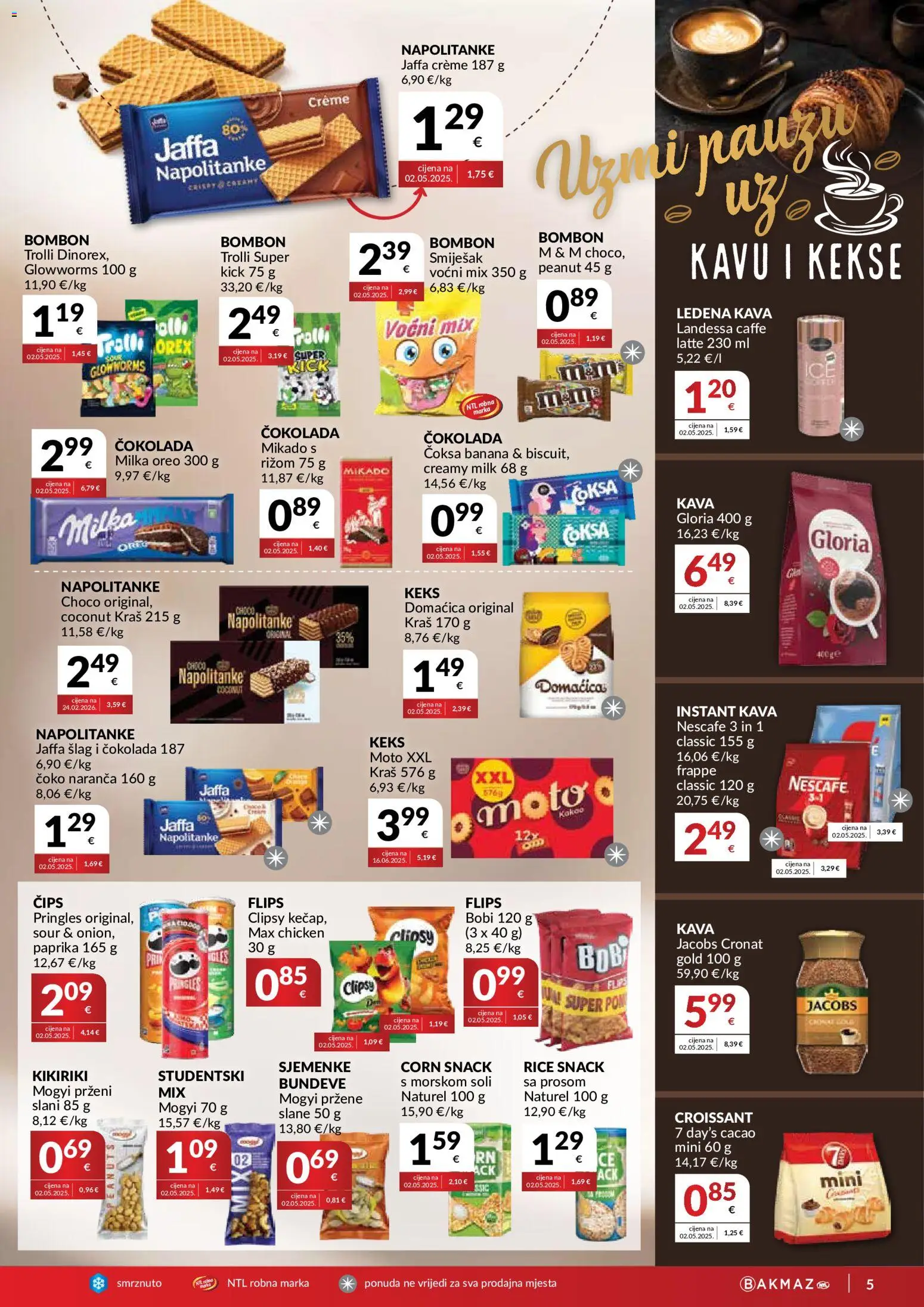 Bakmaz katalog | vrijedi od 15.07.2026 | Stranica: 5 | Proizvodi: Nescafe, Jacobs, Čips, Sjemenke