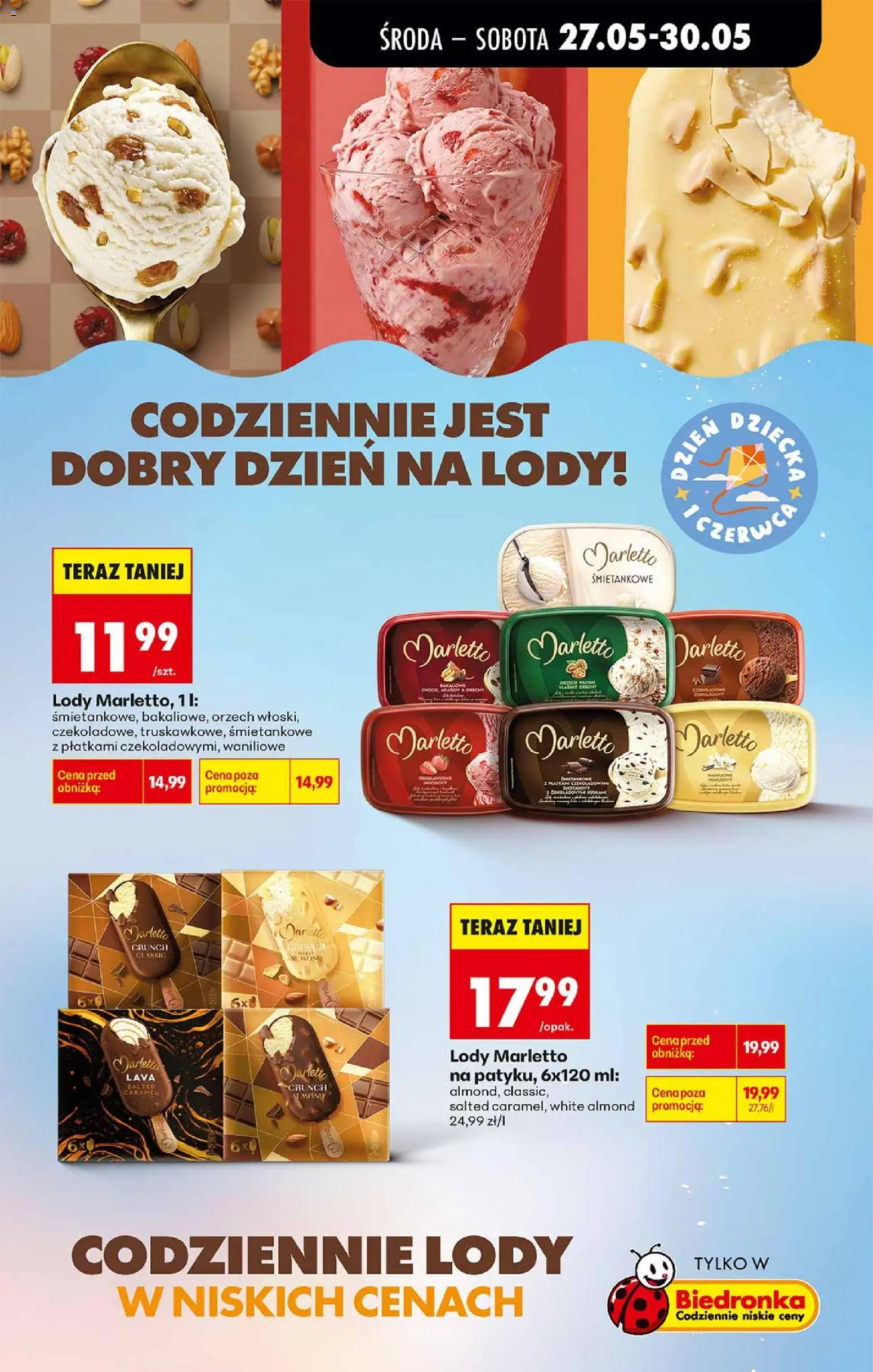 Biedronka gazetka od środy od 27.05.2026 | Strona: 17 | Produkty: Lody Marletto, Lody