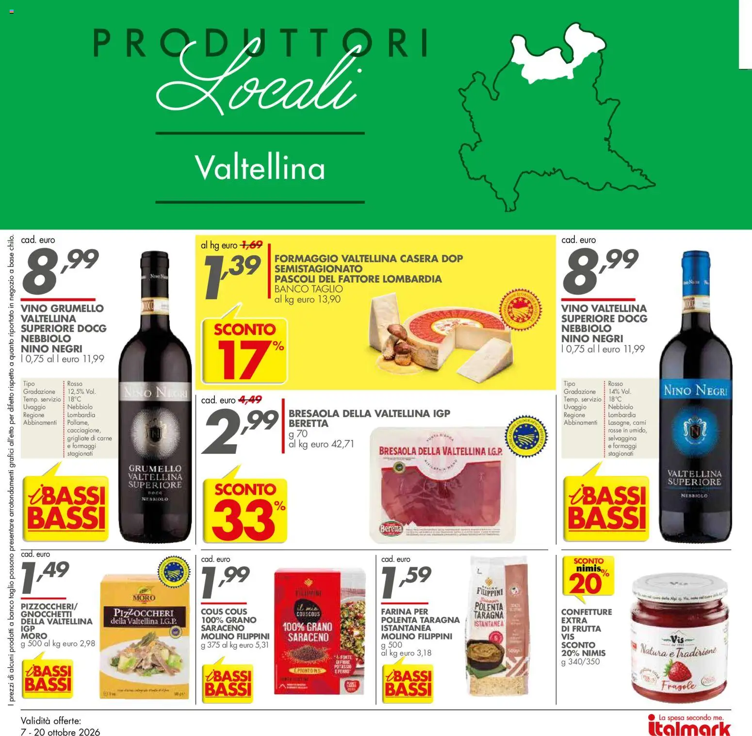 Volantino Italmark del 07/10/2026 | Pagina: 14 | Prodotti: Fragole, Formaggio, Vino, Carne