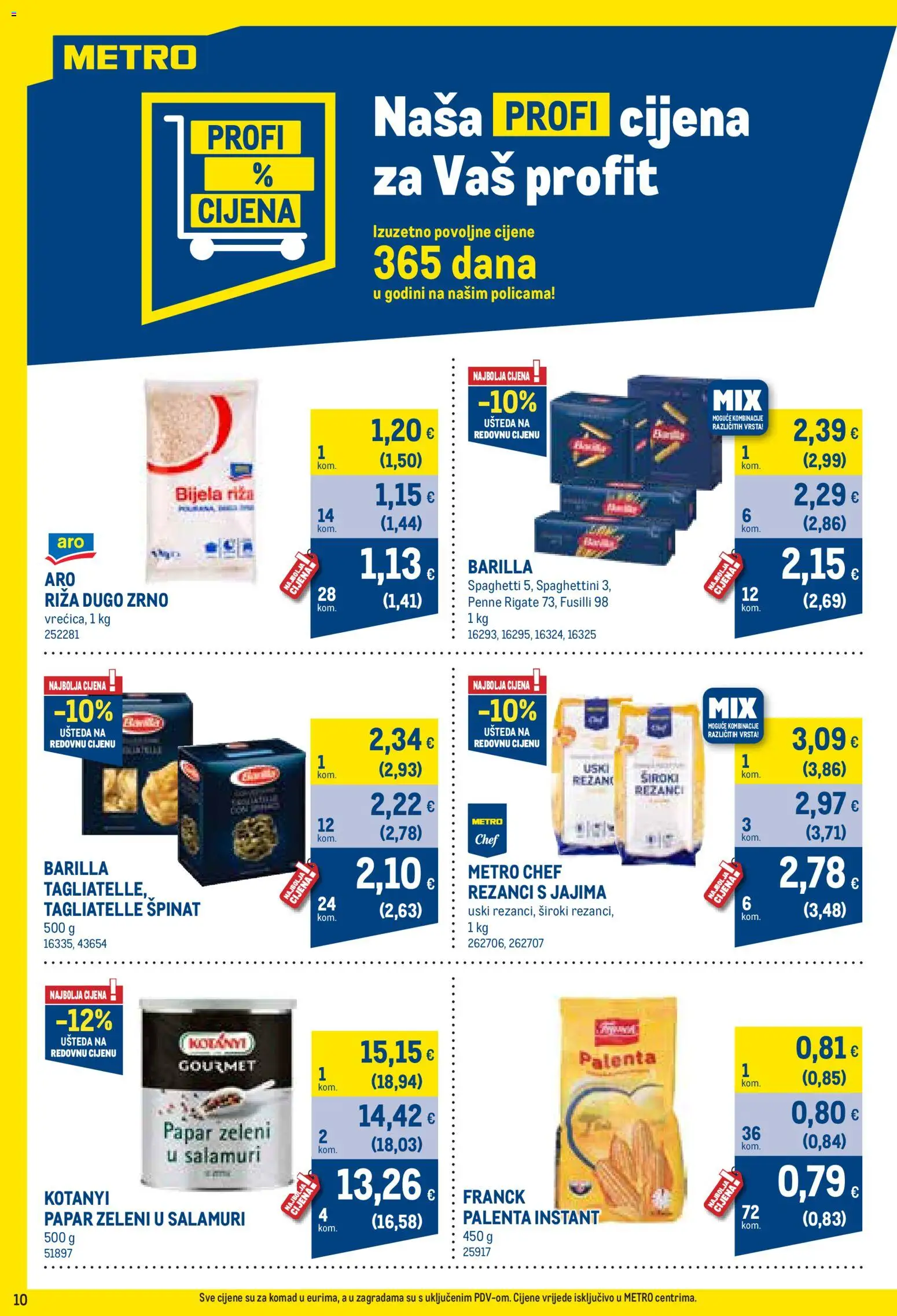 Metro katalog | vrijedi od 01.10.2026 | Stranica: 10 | Proizvodi: Tagliatelle, Riža, Palenta, Barilla