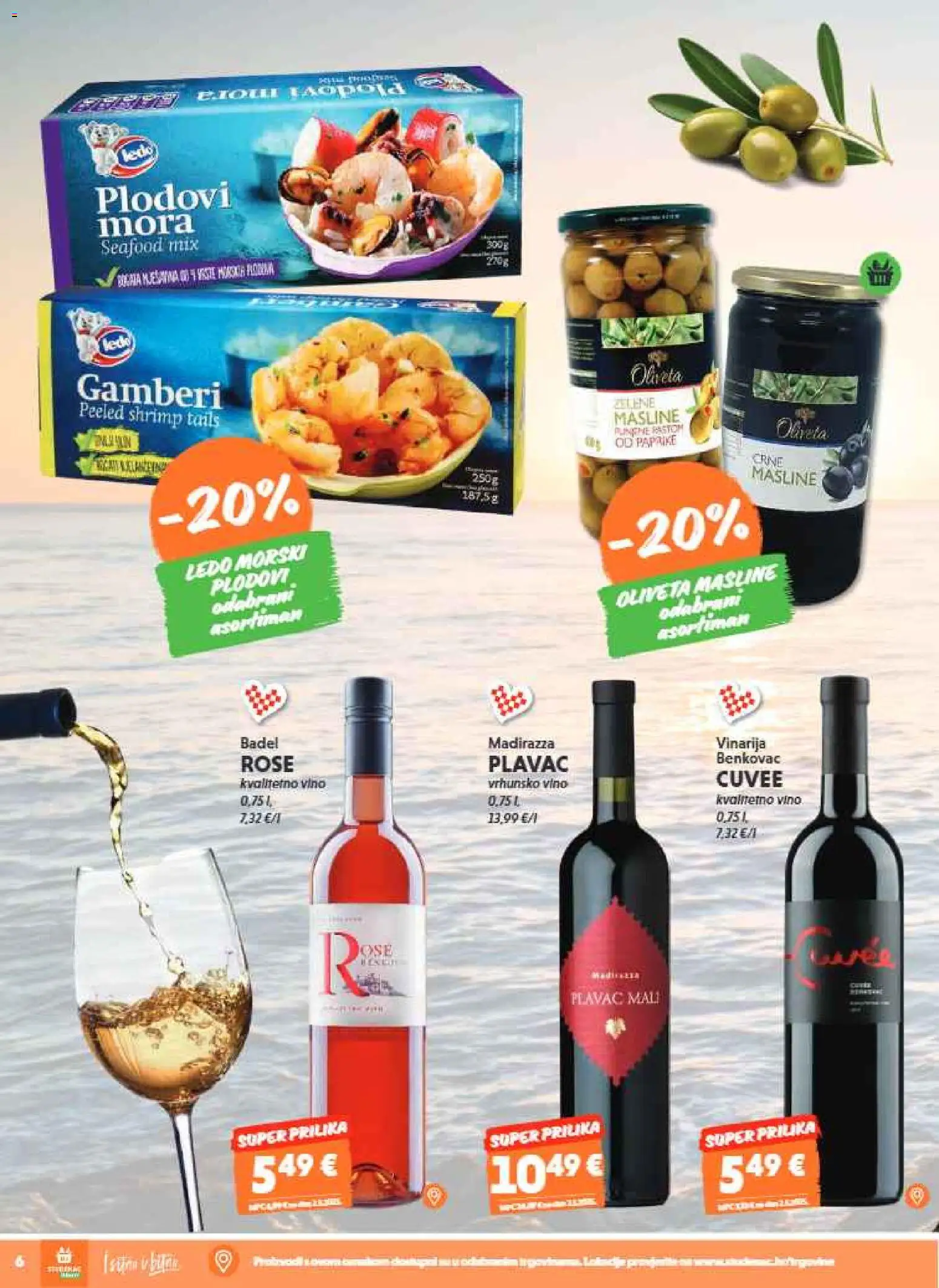 Studenac katalog | vrijedi od 01.07.2026 | Stranica: 6 | Proizvodi: Gamberi, Masline, Ledo, Morski plodovi