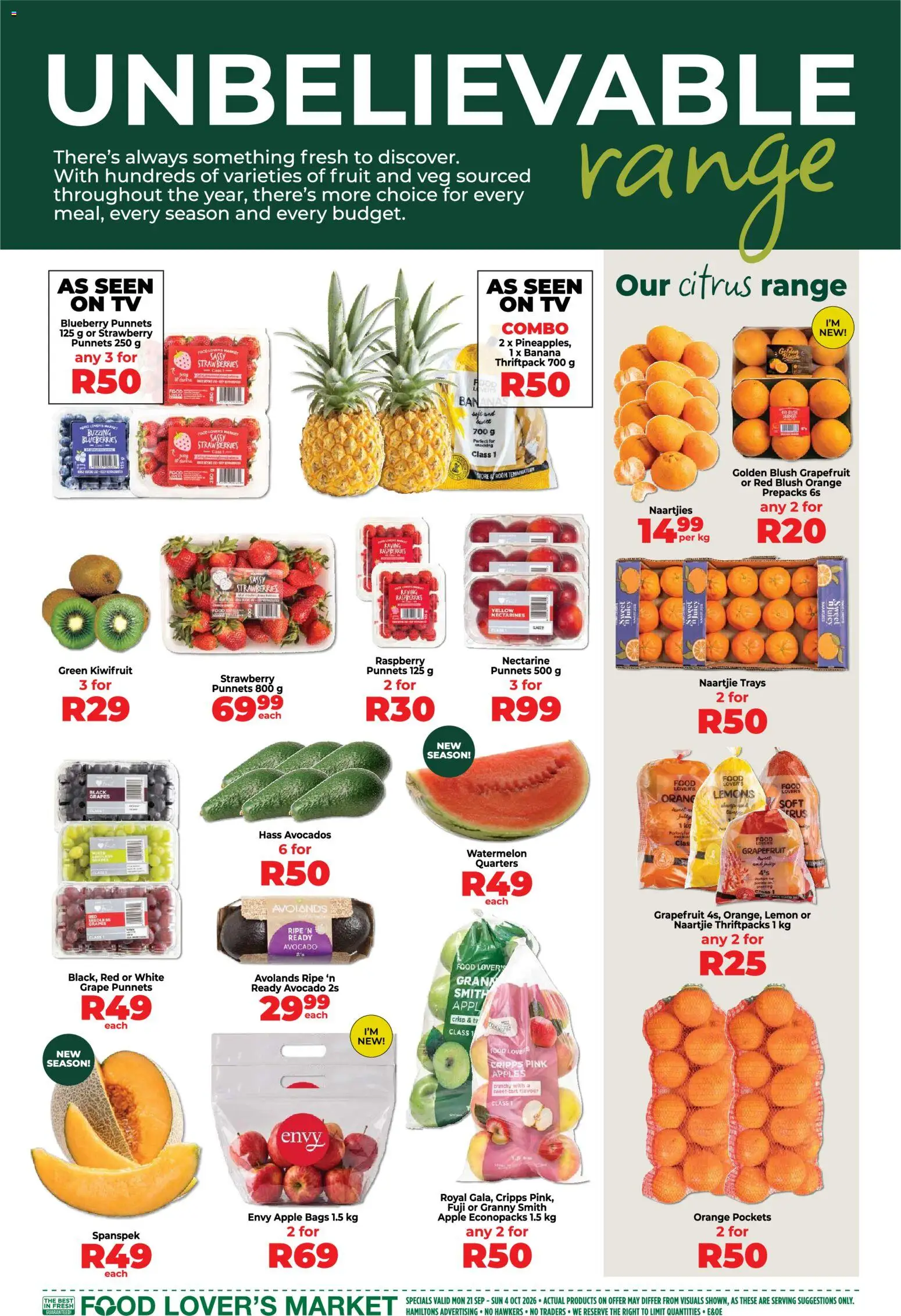 New Food Lover's Market catalogue – valid from 21/09/2026 | Page: 3 | Products: Blush, Strawberries, Avocados, Lemon