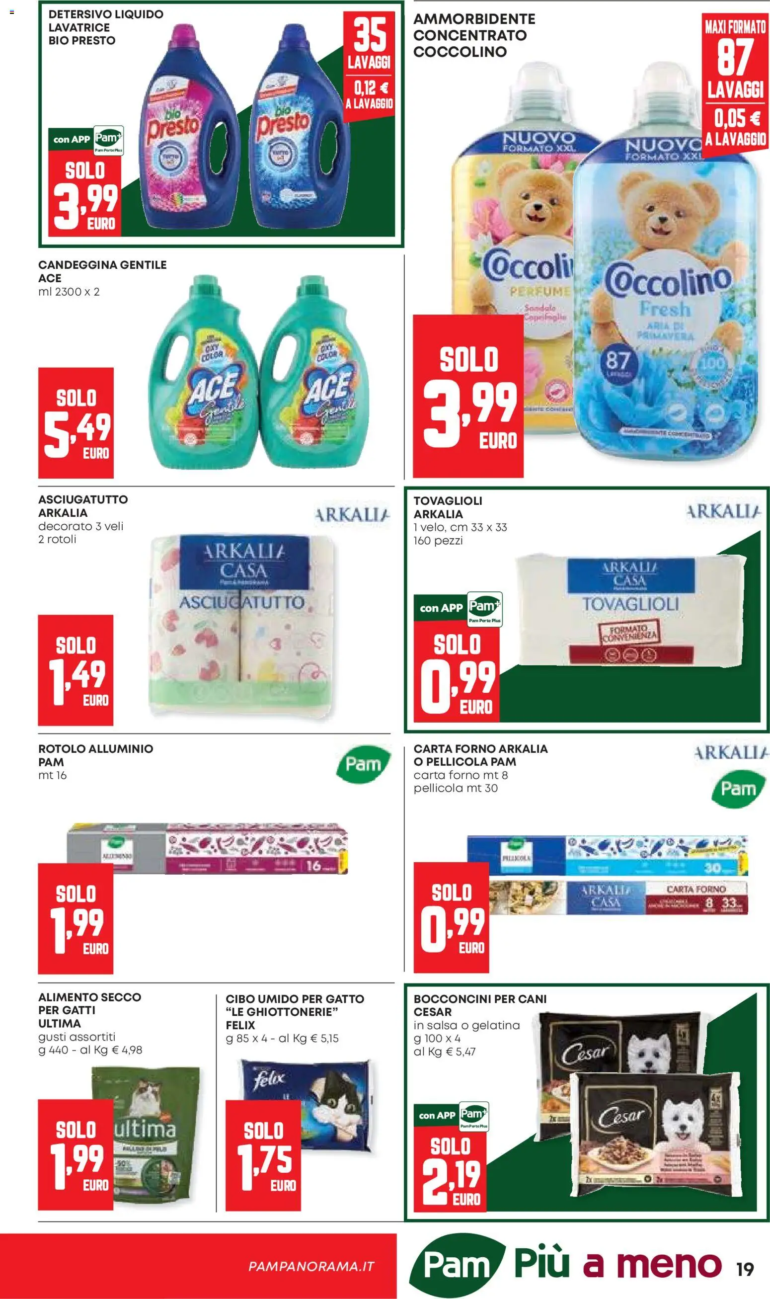 Volantino Panorama del 27/08/2026 | Pagina: 19 | Prodotti: Ammorbidente, Salsa, Asciugatutto, Carta forno