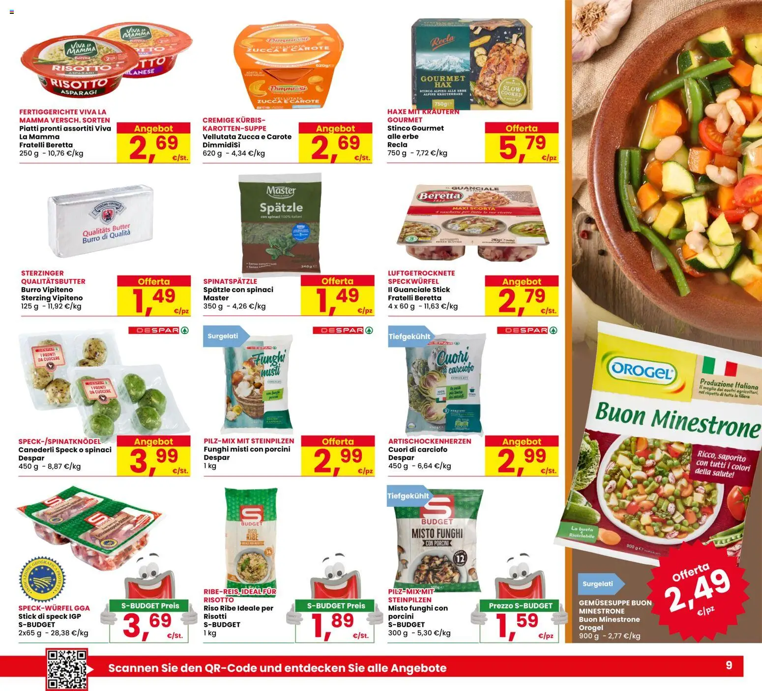 Volantino Eurospar del 15/10/2026 | Pagina: 9 | Prodotti: Riso, Carote, Funghi, Spinaci