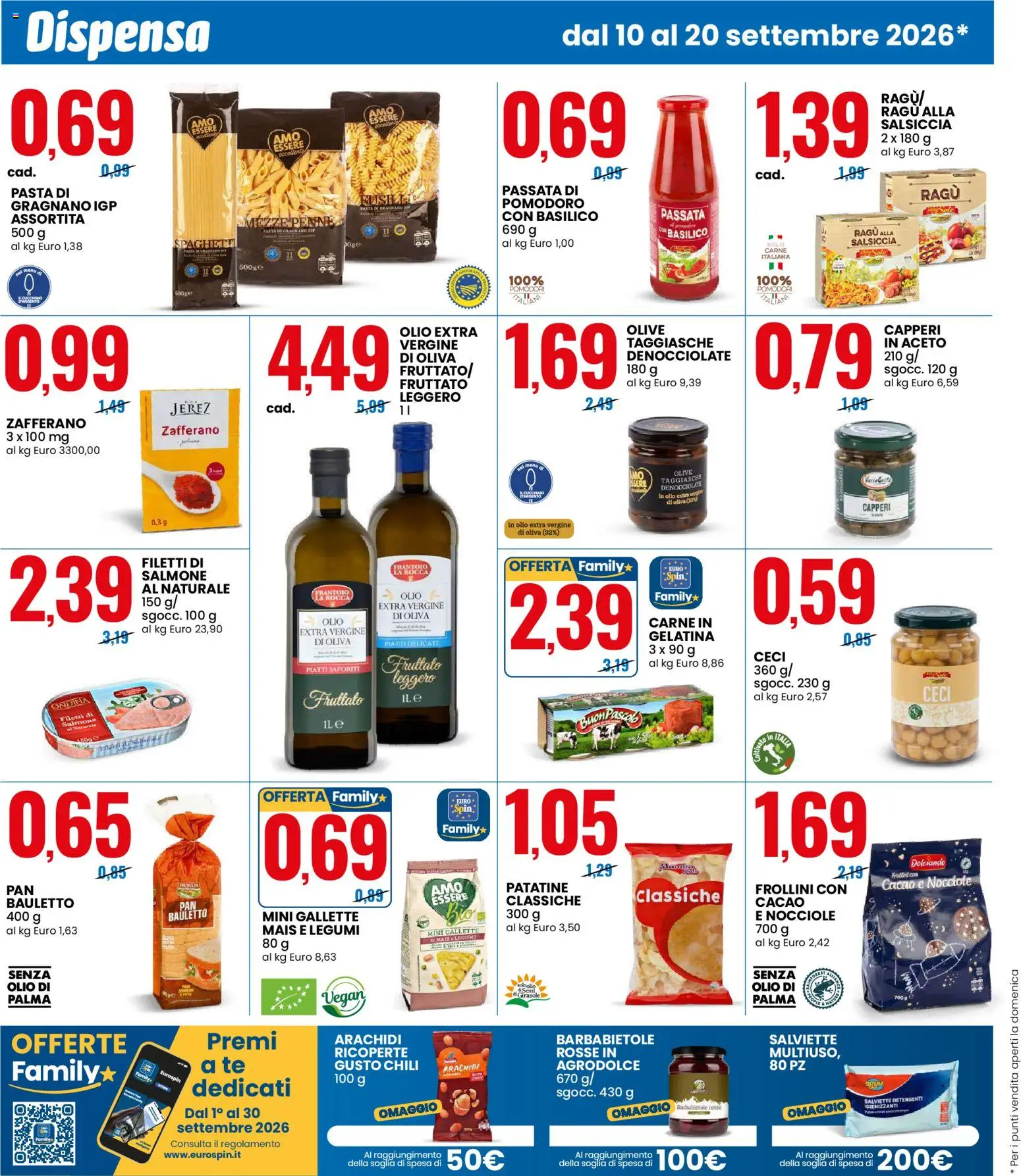Volantino Eurospin del 10/09/2026 | Pagina: 6 | Prodotti: Nocciole, Aceto, Cacao, Spaghetti