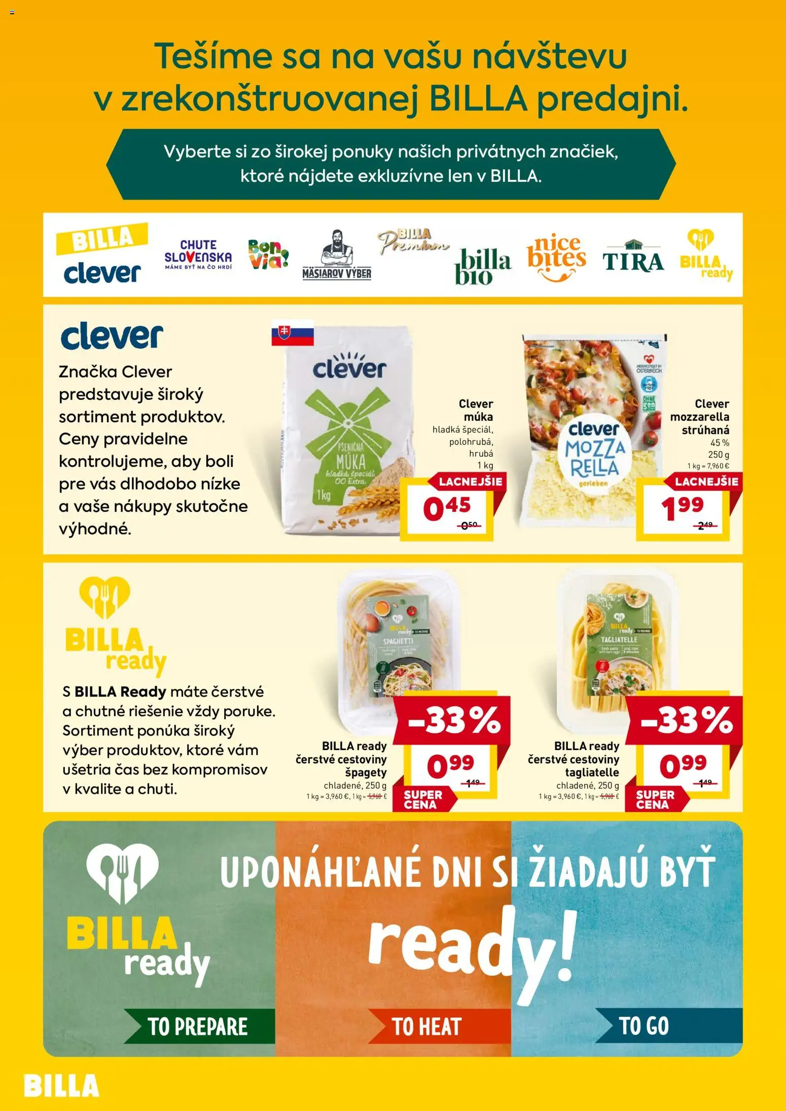 Nové Billa akcie – leták je platný od 07.10.2026 | Strana: 2 | Produkty: Cestoviny, Mozzarella, Múka, Špagety