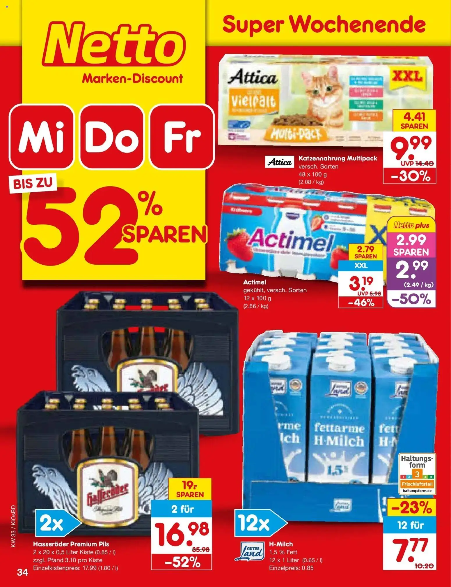 Netto Marken-Discount Prospekt Mistelbach (ab 10.08.2026) » Angebote | Seite: 48 | Produkte: Actimel, Pils, Hasseröder